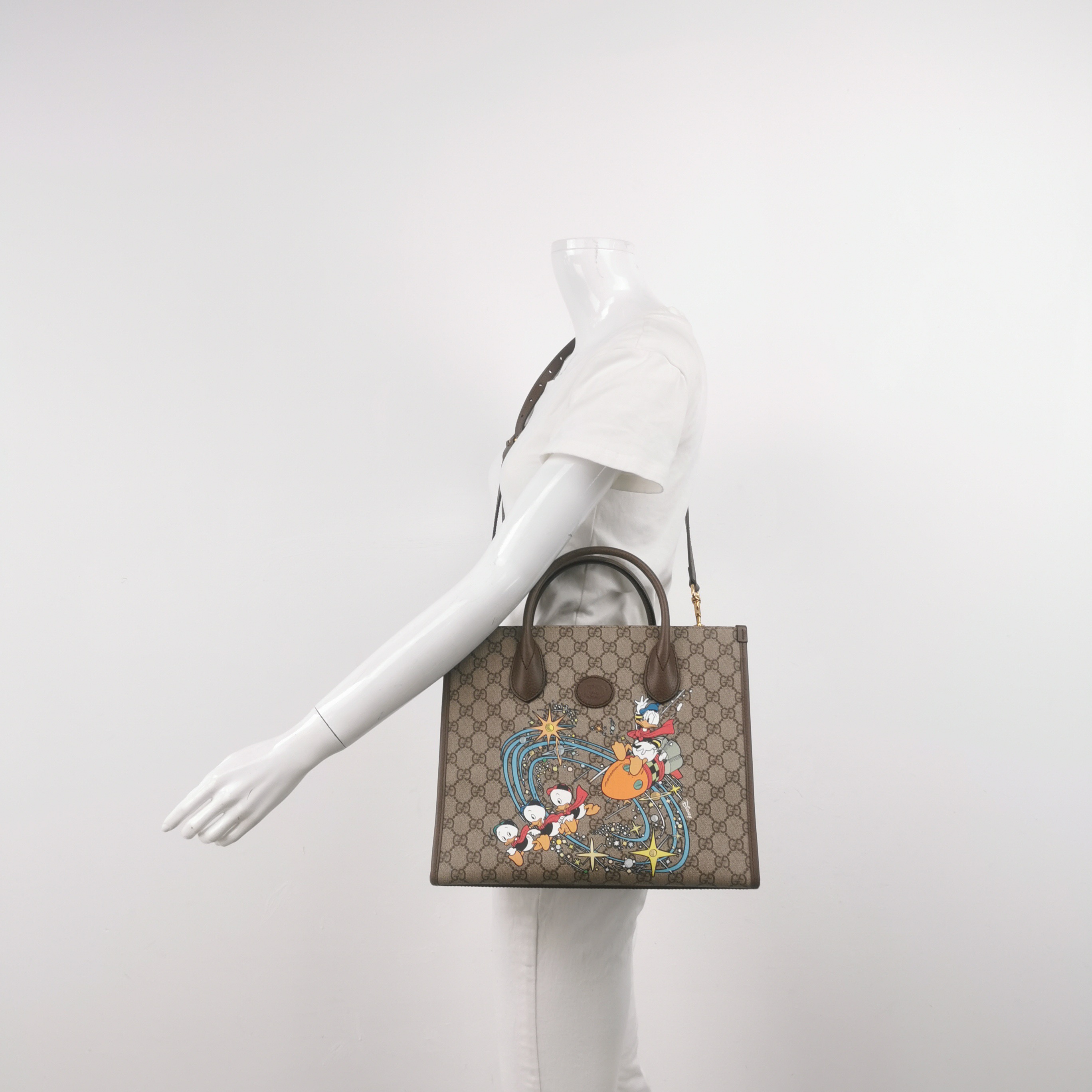 Gucci Disney Donald Duck Convertible Tote Printed GG Coated Canvas — alternate view
