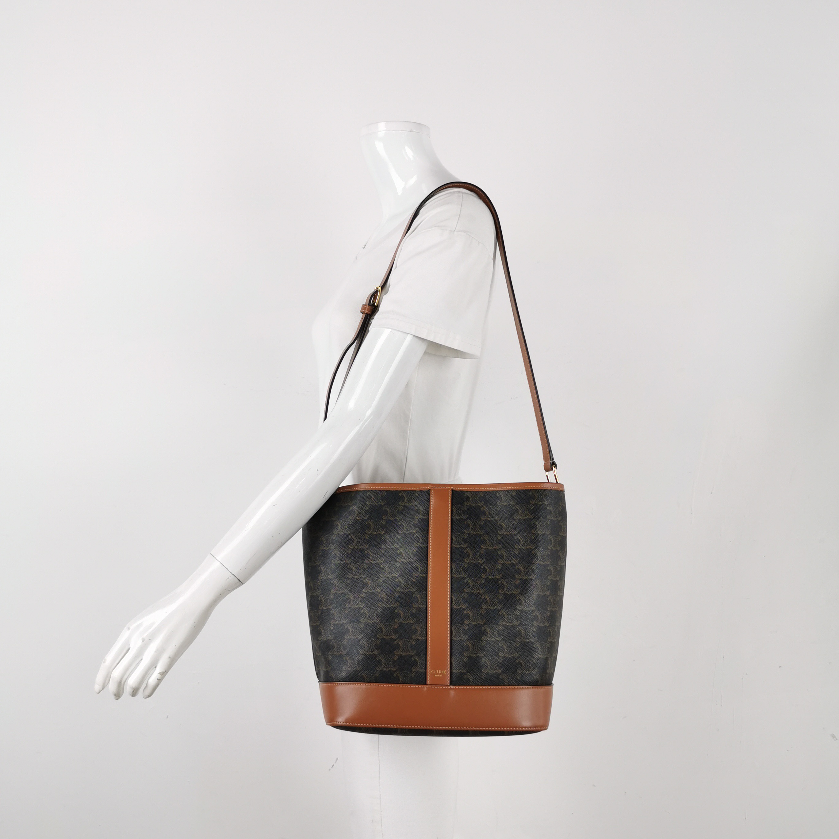 Celine Bucket Bag Triomphe Coated Canvas Medium — alternate view