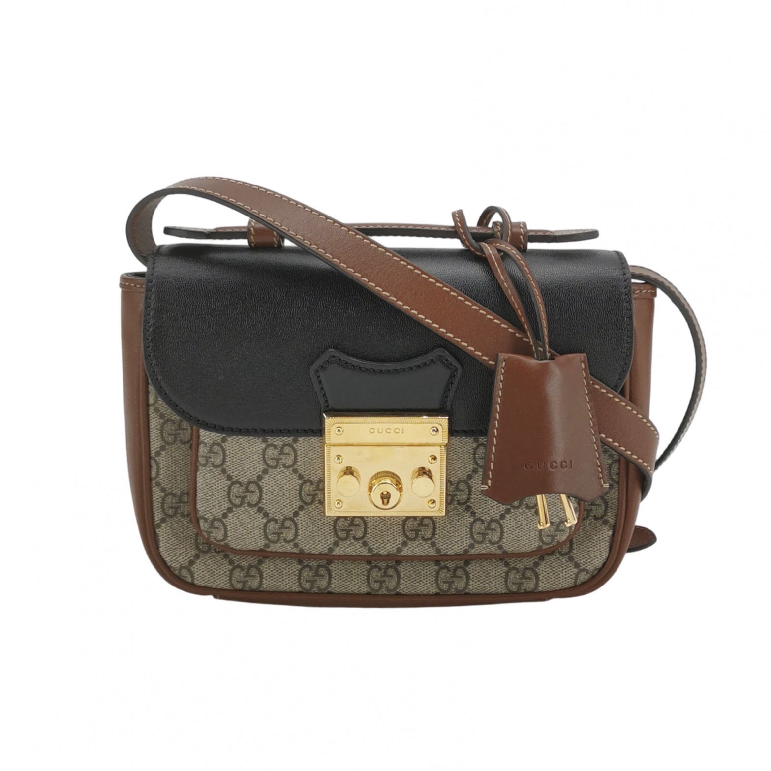 Gucci Padlock Front Pocket Flap Shoulder Bag GG Coated Canvas and Leather Mini — photo 1 of 13