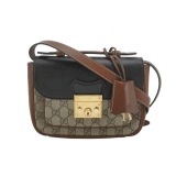 Gucci Padlock Front Pocket Flap Shoulder Bag GG Coated Canvas and Leather Mini — thumbnail 1
