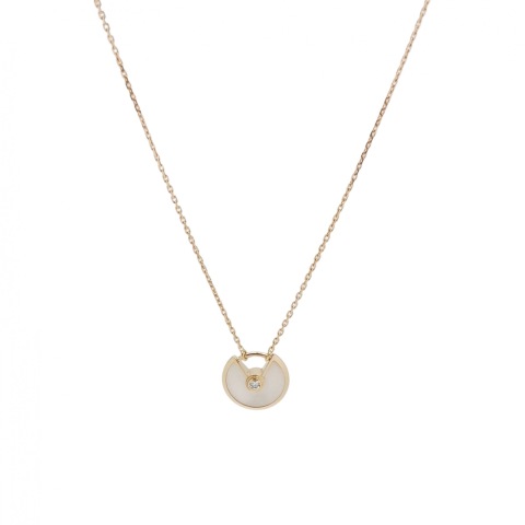 Cartier Amulette de Cartier Pendant Necklace 18K Yellow Gold with Mother of Pearl and Diamond XS