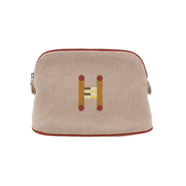 Hermes Bolide Crazy H Travel Pouch Embroidered Canvas Mini — pre-owned, Vierlot