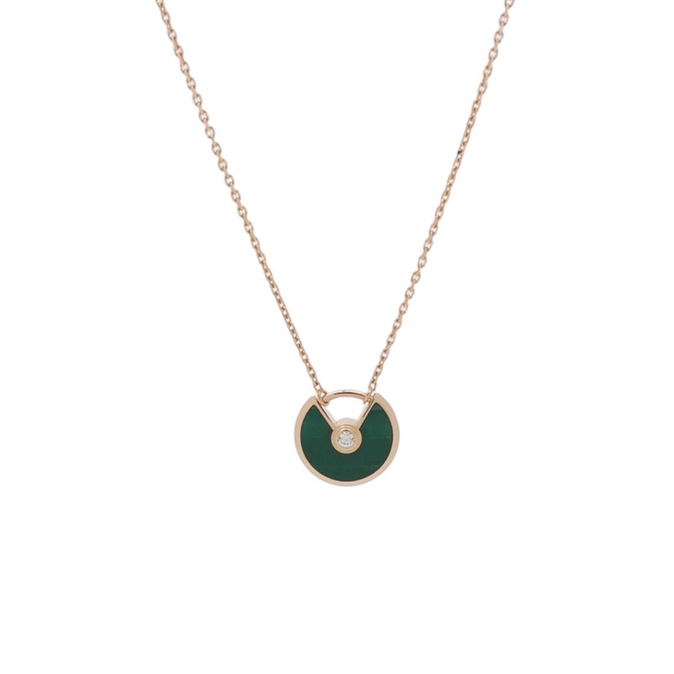 Cartier Amulette de Cartier Pendant Necklace 18K Rose Gold with Malachite and Diamond XS — photo 1 of 7