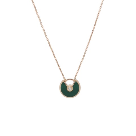 Cartier Amulette de Cartier Pendant Necklace 18K Rose Gold with Malachite and Diamond XS