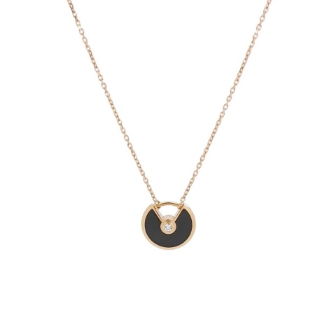 Cartier Amulette de Cartier Pendant Necklace 18K Rose Gold with Onyx and Diamond XS
