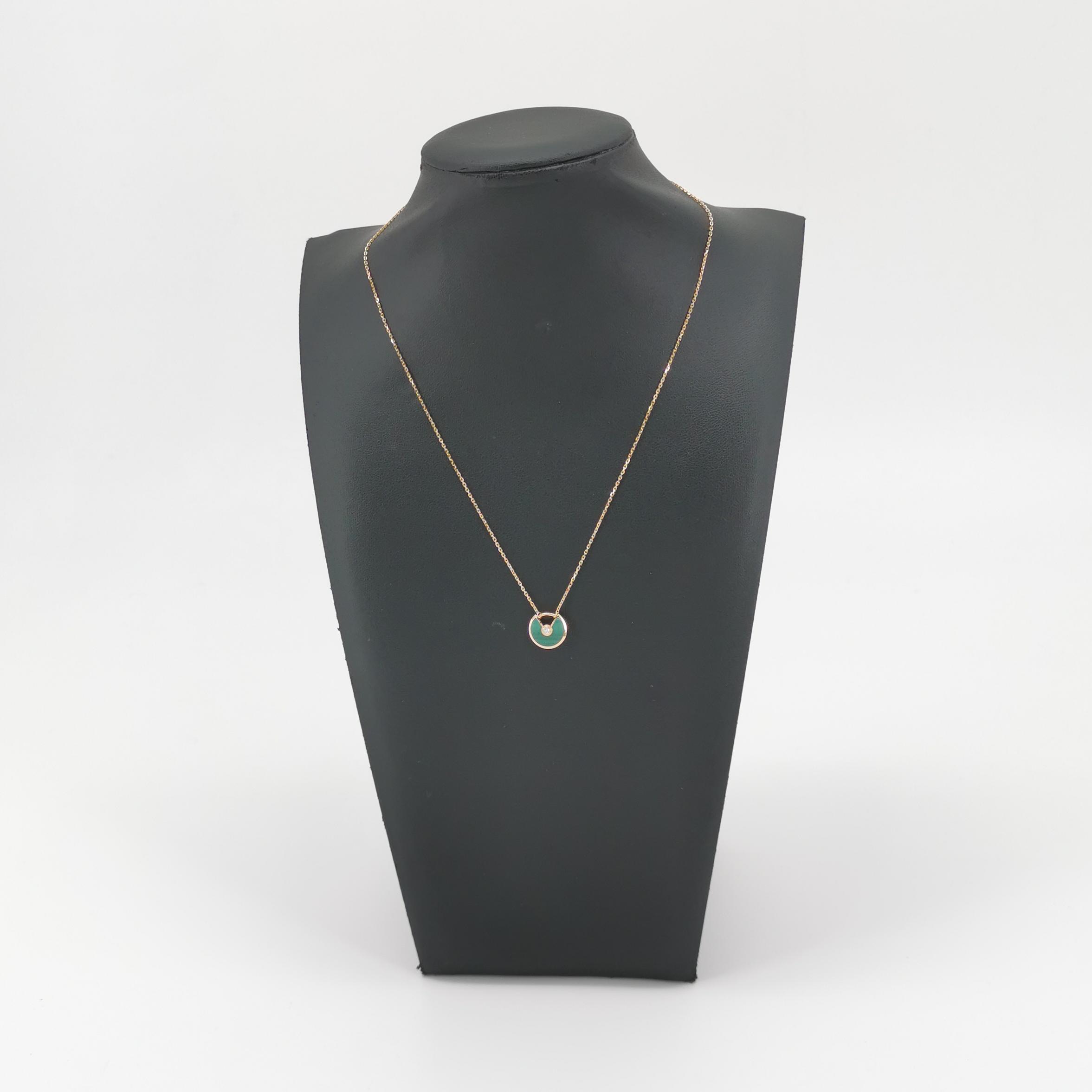 Cartier Amulette de Cartier Pendant Necklace 18K Rose Gold with Malachite and Diamond XS — photo 2 of 7