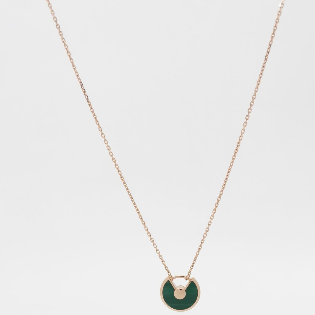 Cartier Amulette de Cartier Pendant Necklace 18K Rose Gold with Malachite and Diamond XS — photo 5 of 7