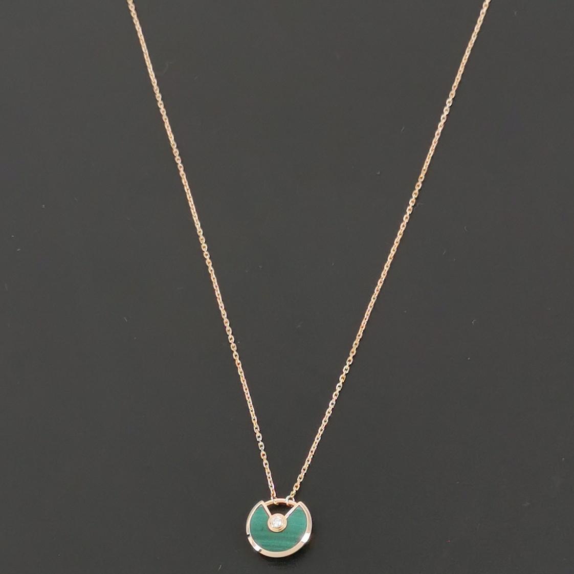 Cartier Amulette de Cartier Pendant Necklace 18K Rose Gold with Malachite and Diamond XS — photo 4 of 7
