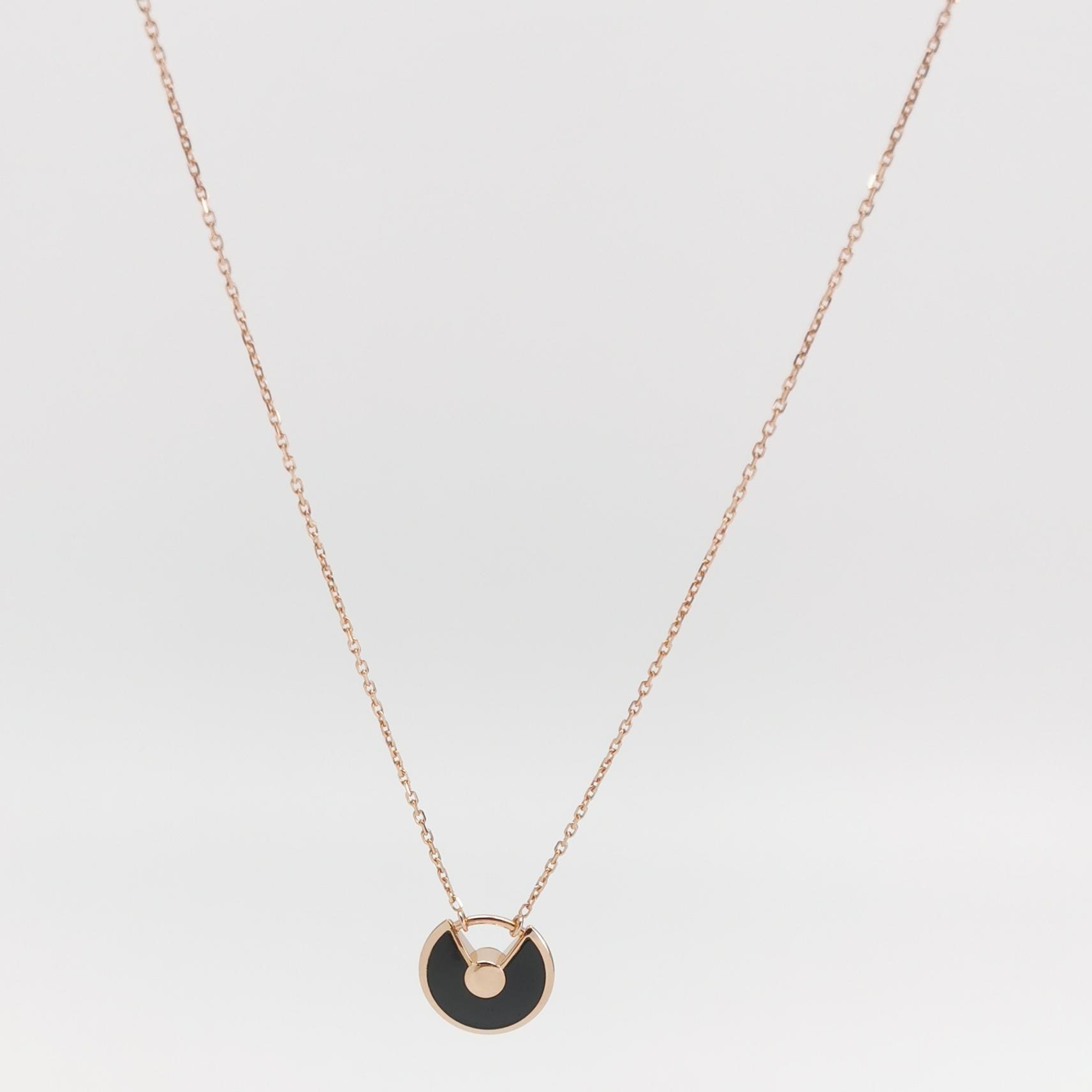 Cartier Amulette de Cartier Pendant Necklace 18K Rose Gold with Onyx and Diamond XS — photo 5 of 6