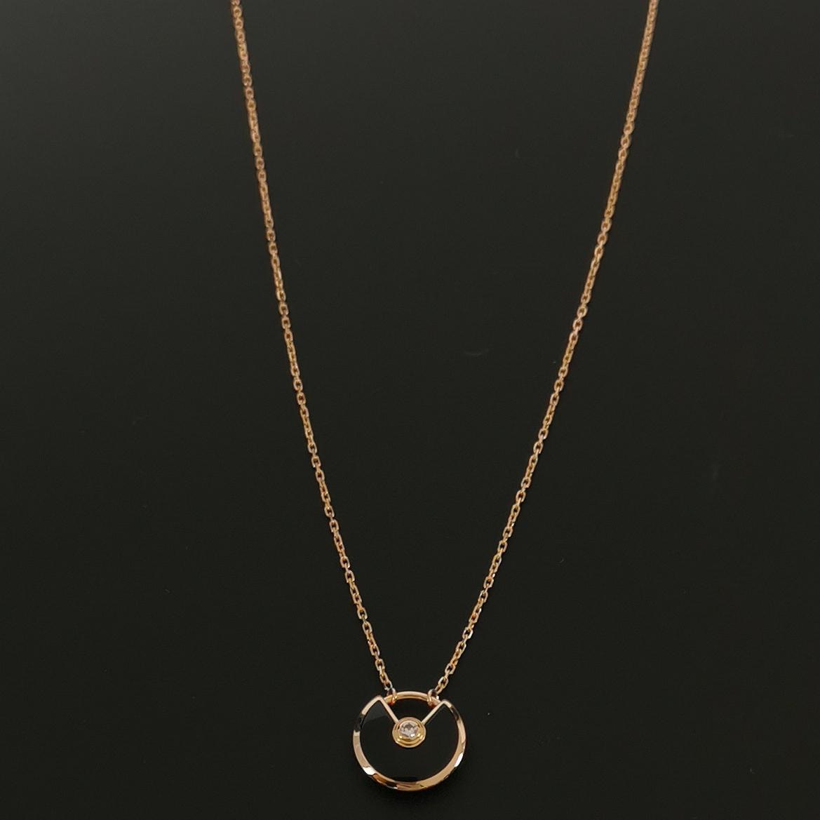 Cartier Amulette de Cartier Pendant Necklace 18K Rose Gold with Onyx and Diamond XS — photo 4 of 6
