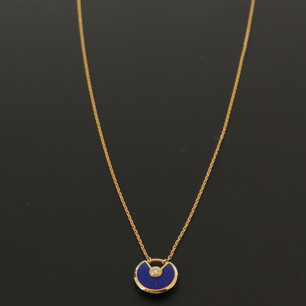 Cartier Amulette de Cartier Pendant Necklace 18K Yellow Gold with Lapis Lazuli and Diamond XS — photo 4 of 7
