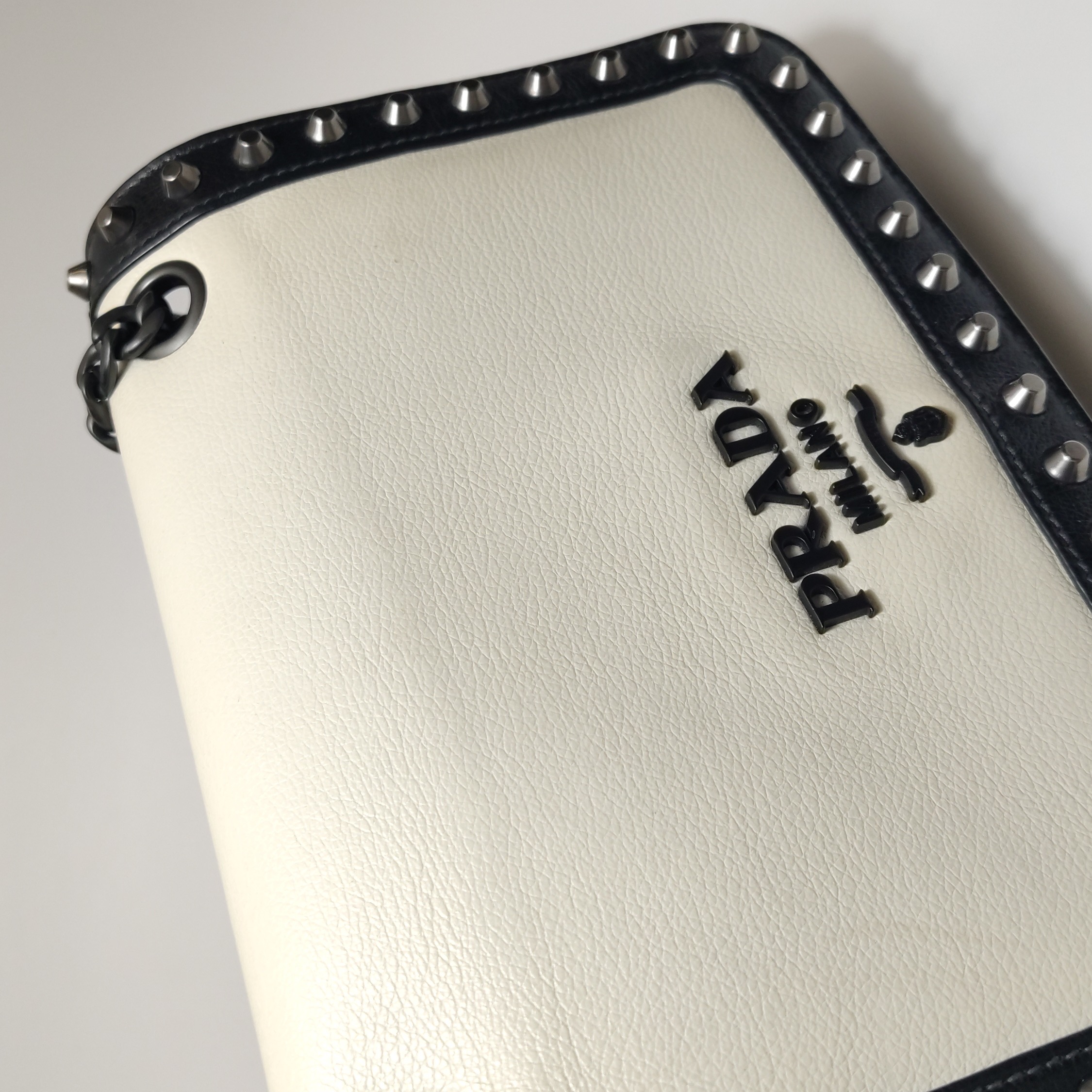 Prada Chain Flap Bag Studded Glace Calf Small — photo 11 of 25