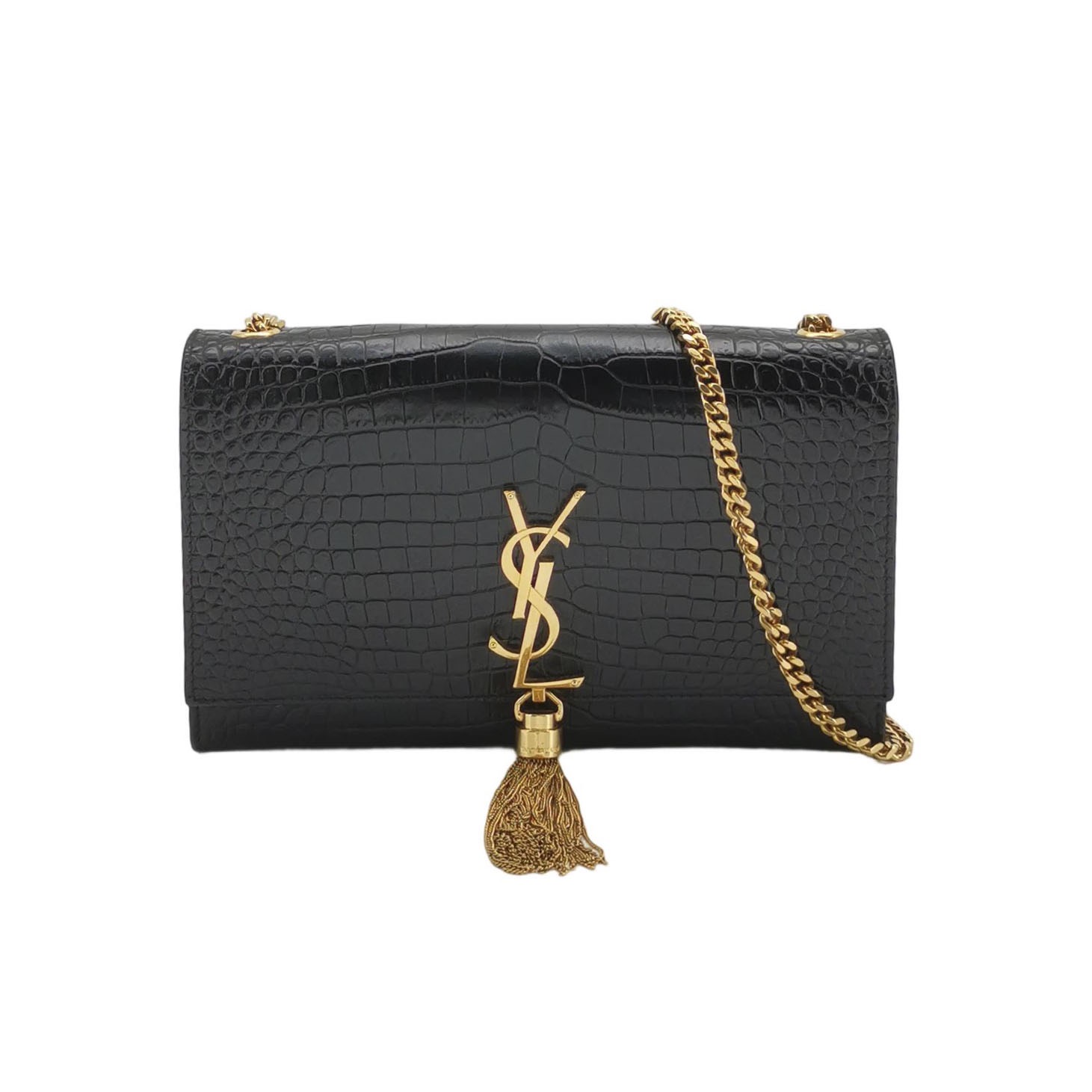 Saint Laurent(YSL) Classic Monogram Tassel Crossbody Bag Crocodile Embossed Leather Medium