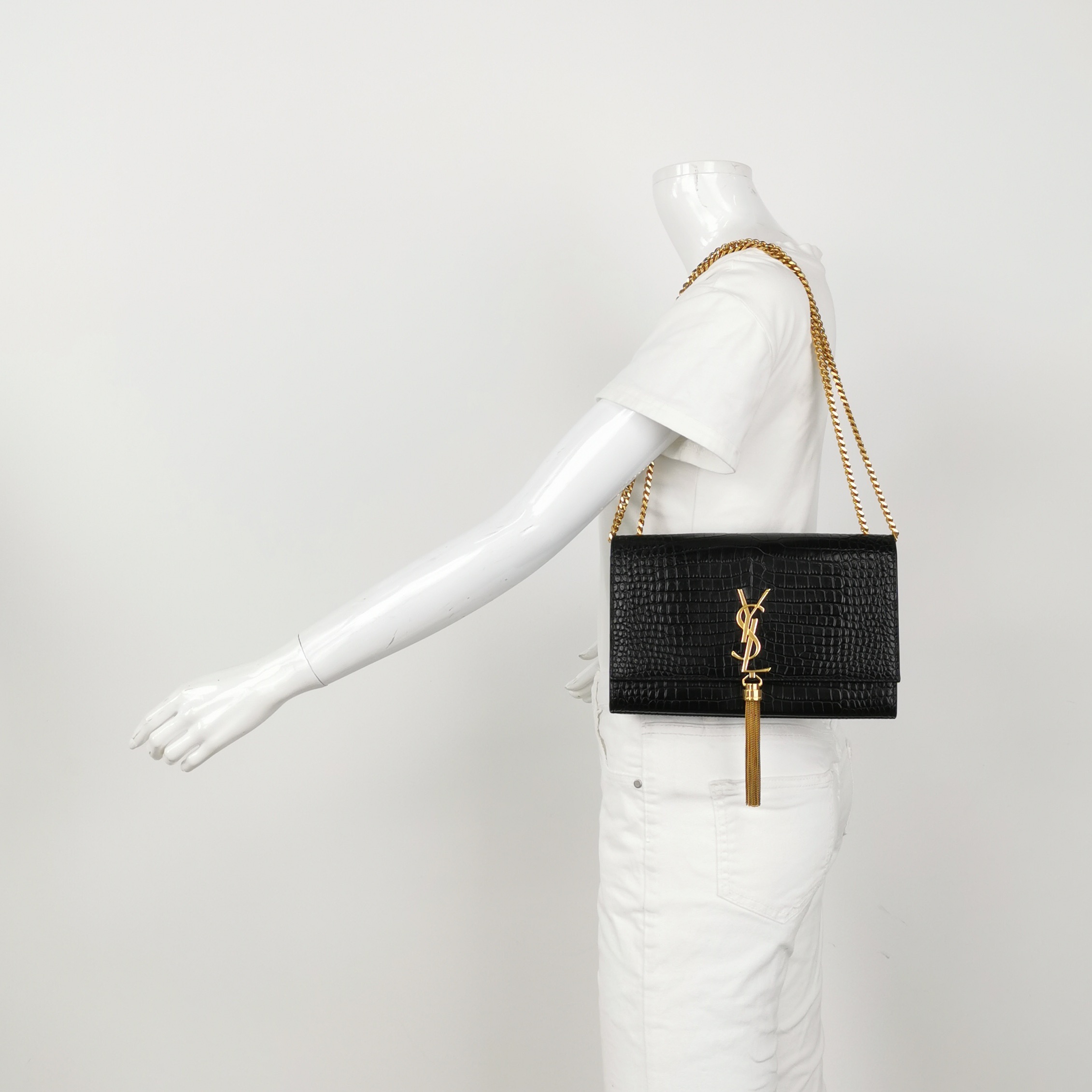 Saint Laurent(YSL) Classic Monogram Tassel Crossbody Bag Crocodile Embossed Leather Medium — alternate view