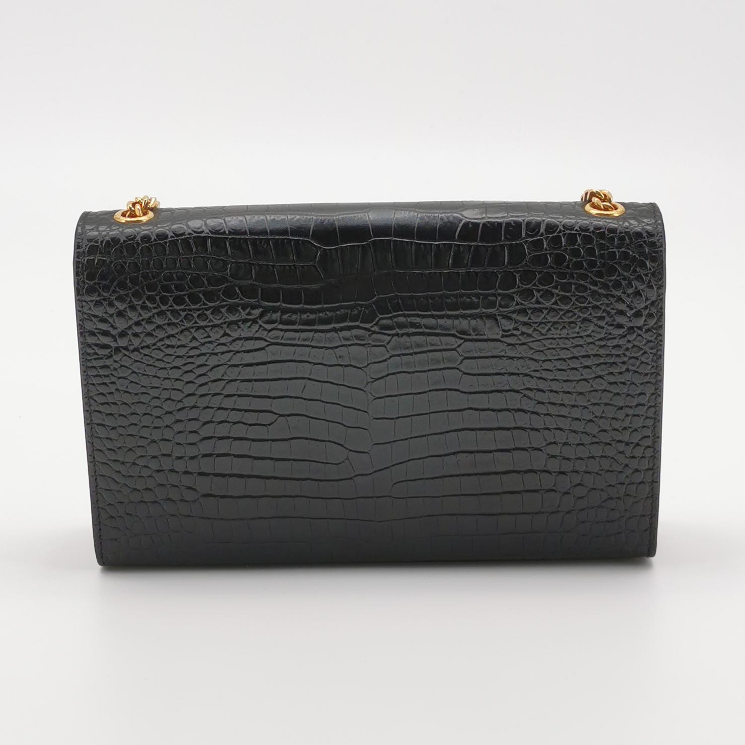 Saint Laurent(YSL) Classic Monogram Tassel Crossbody Bag Crocodile Embossed Leather Medium