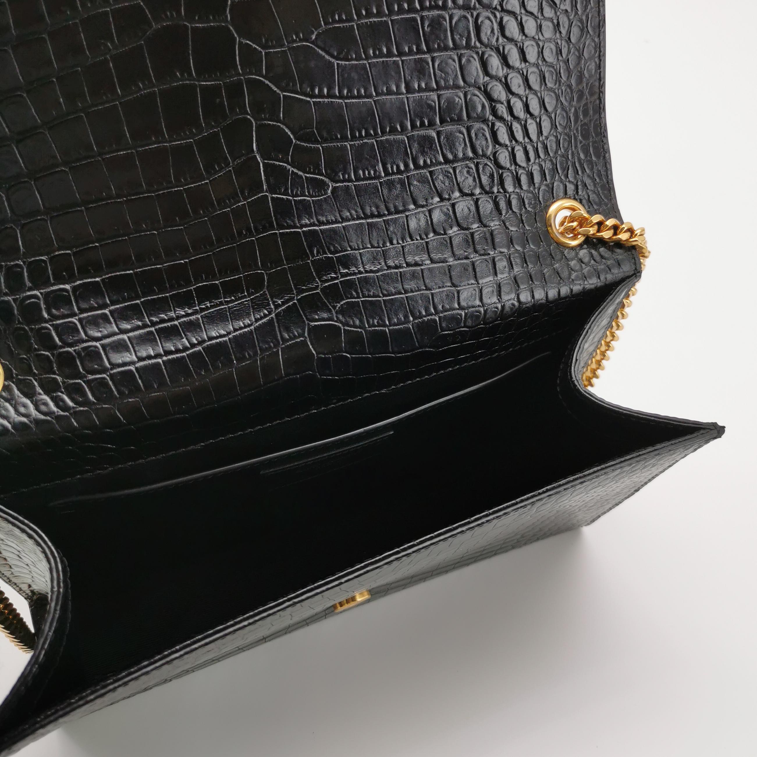 Saint Laurent(YSL) Classic Monogram Tassel Crossbody Bag Crocodile Embossed Leather Medium