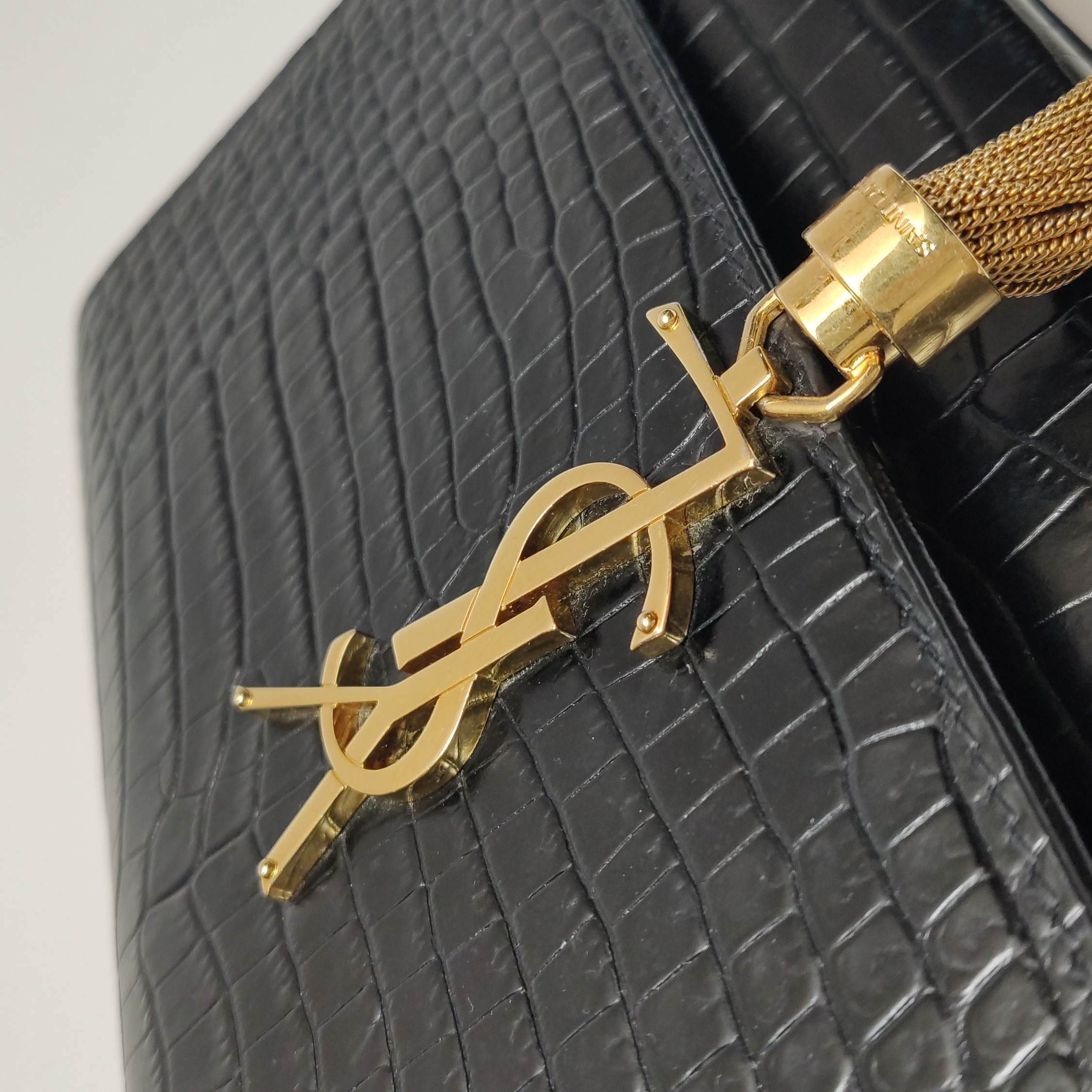 Saint Laurent(YSL) Classic Monogram Tassel Crossbody Bag Crocodile Embossed Leather Medium