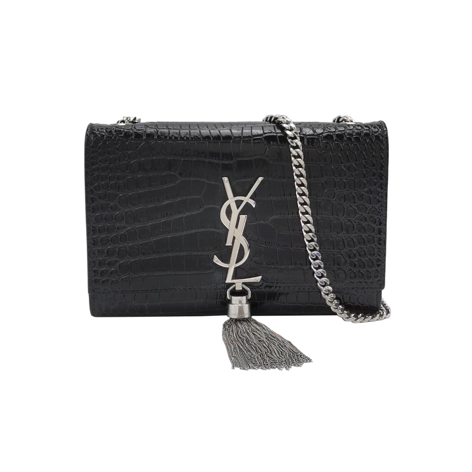 Saint Laurent(YSL) Classic Monogram Tassel Crossbody Bag Crocodile Embossed Leather Small
