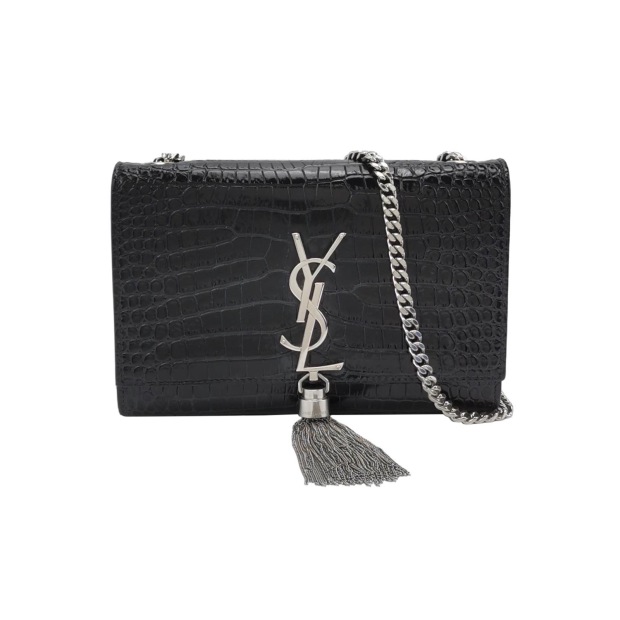 Saint Laurent(YSL) Classic Monogram Tassel Crossbody Bag Crocodile Embossed Leather Small — pre-owned, Vierlot