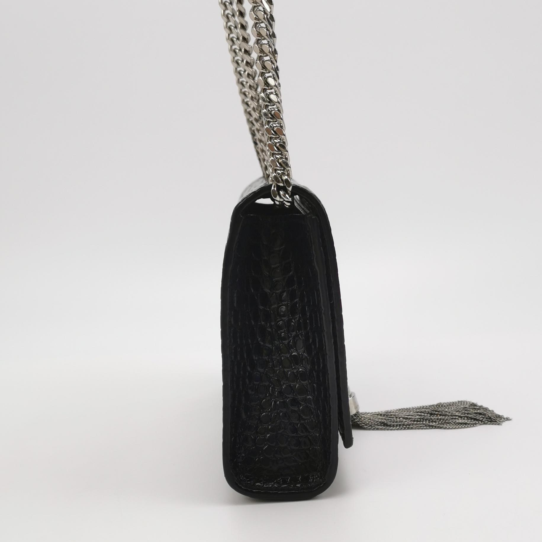 Saint Laurent(YSL) Classic Monogram Tassel Crossbody Bag Crocodile Embossed Leather Small