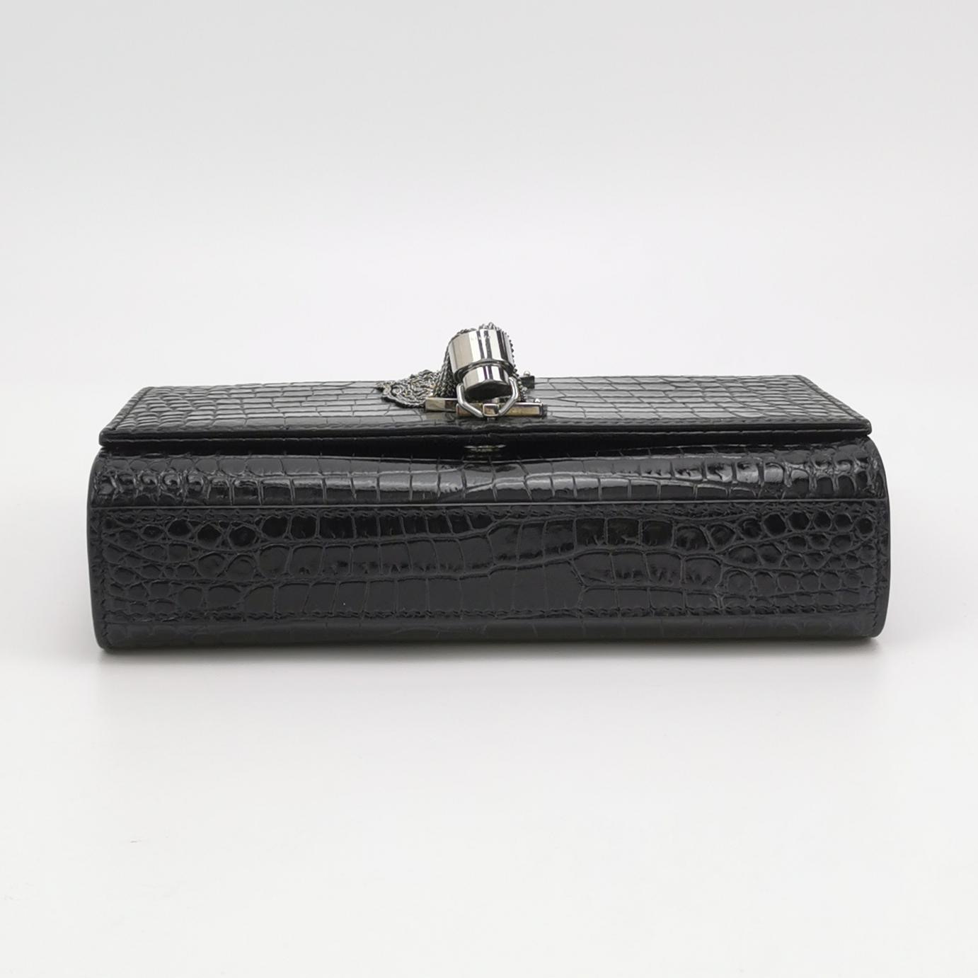 Saint Laurent(YSL) Classic Monogram Tassel Crossbody Bag Crocodile Embossed Leather Small