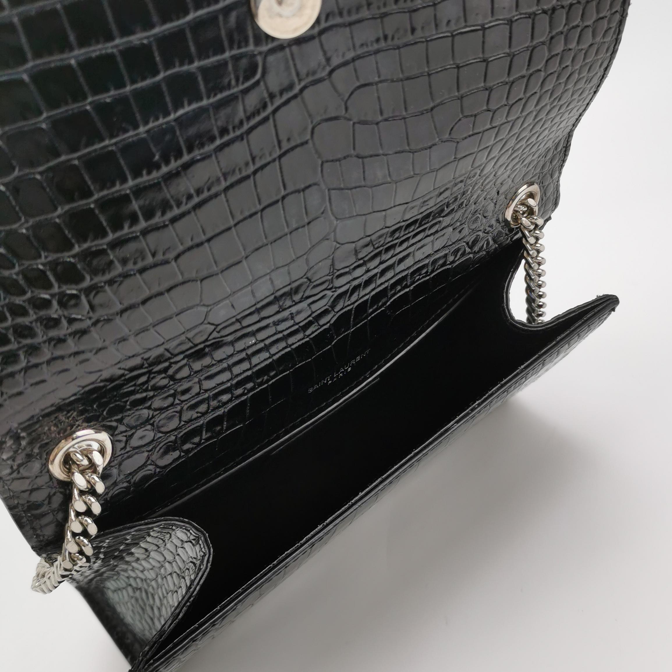 Saint Laurent(YSL) Classic Monogram Tassel Crossbody Bag Crocodile Embossed Leather Small