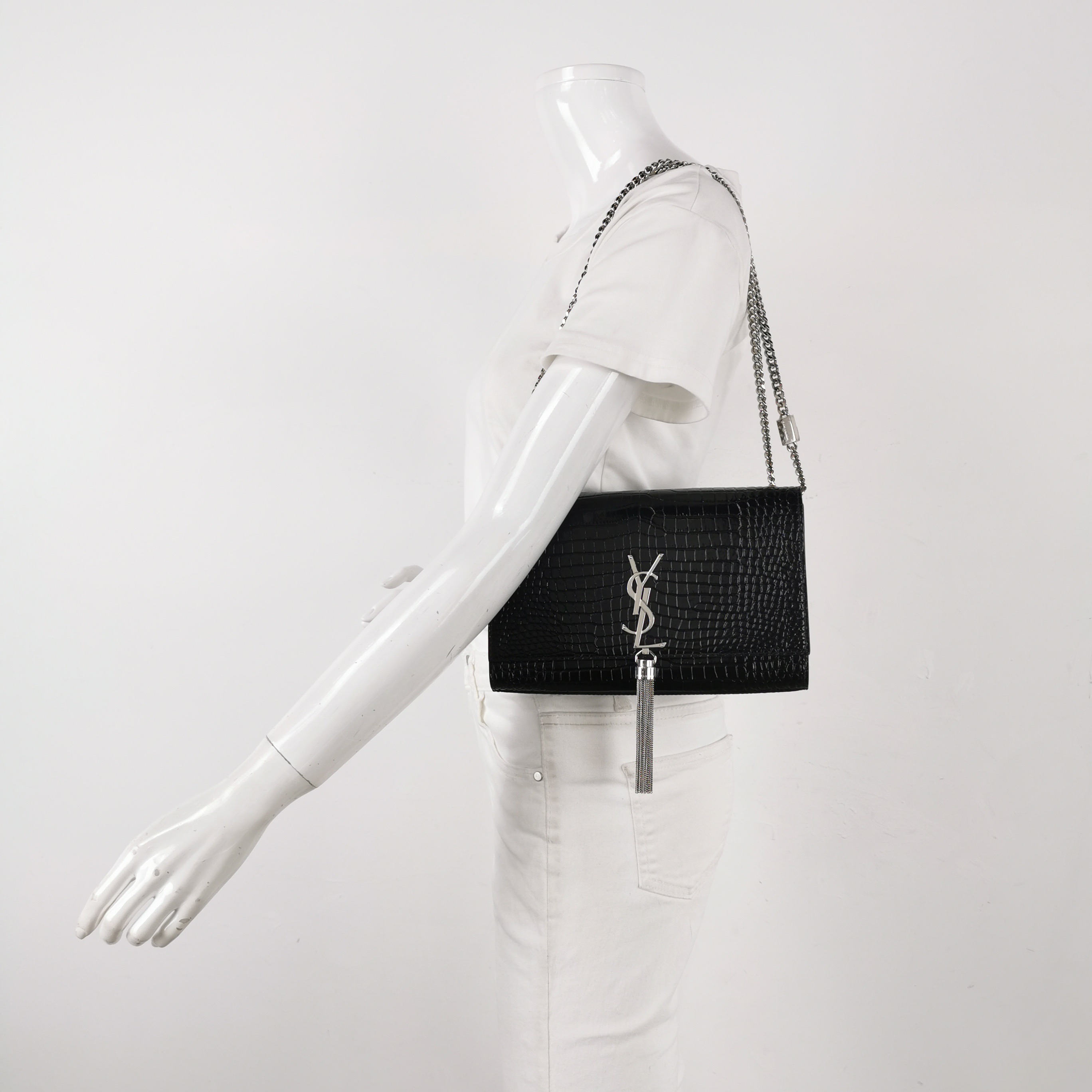 Saint Laurent(YSL) Classic Monogram Tassel Crossbody Bag Crocodile Embossed Leather Medium — alternate view