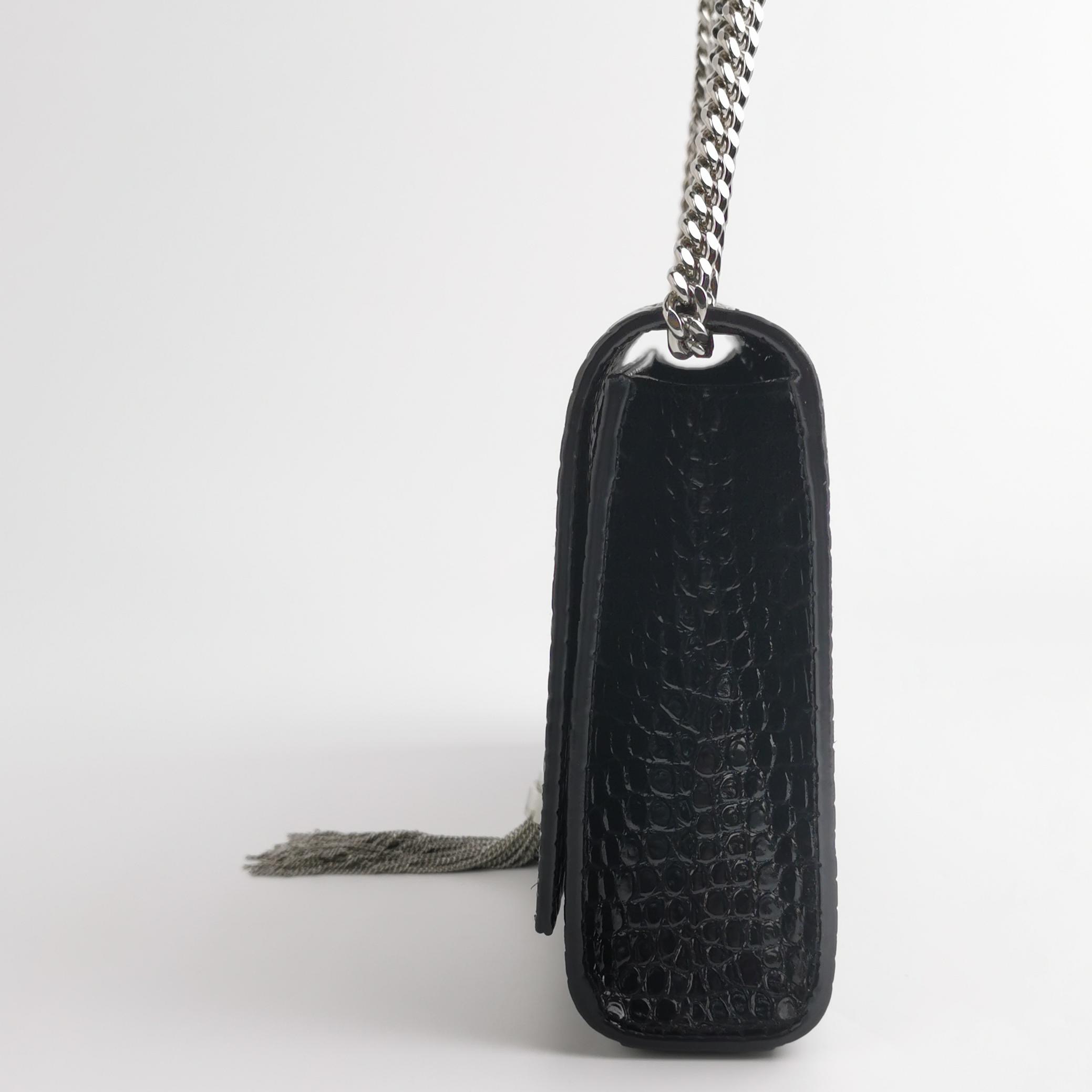 Saint Laurent(YSL) Classic Monogram Tassel Crossbody Bag Crocodile Embossed Leather Medium