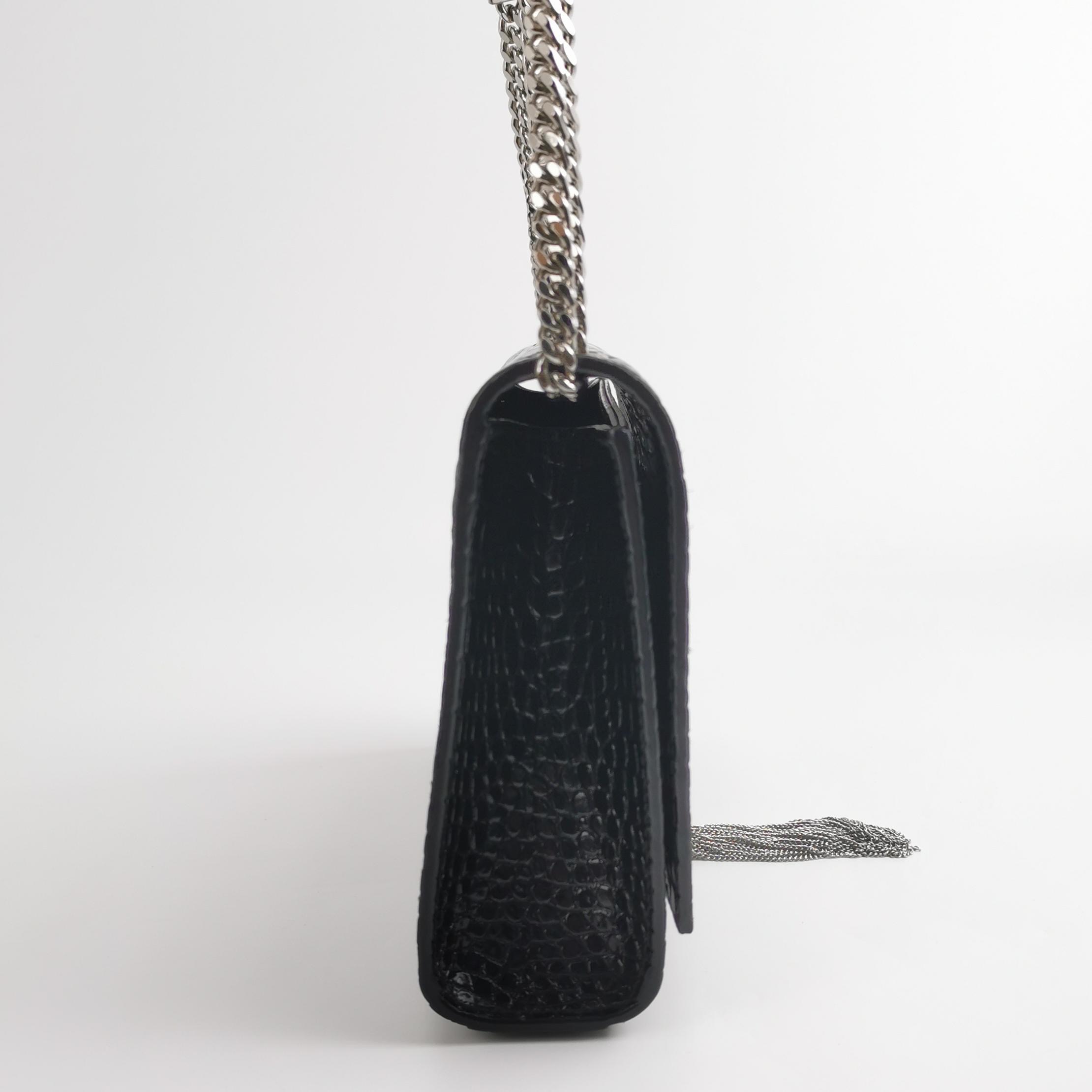 Saint Laurent(YSL) Classic Monogram Tassel Crossbody Bag Crocodile Embossed Leather Medium