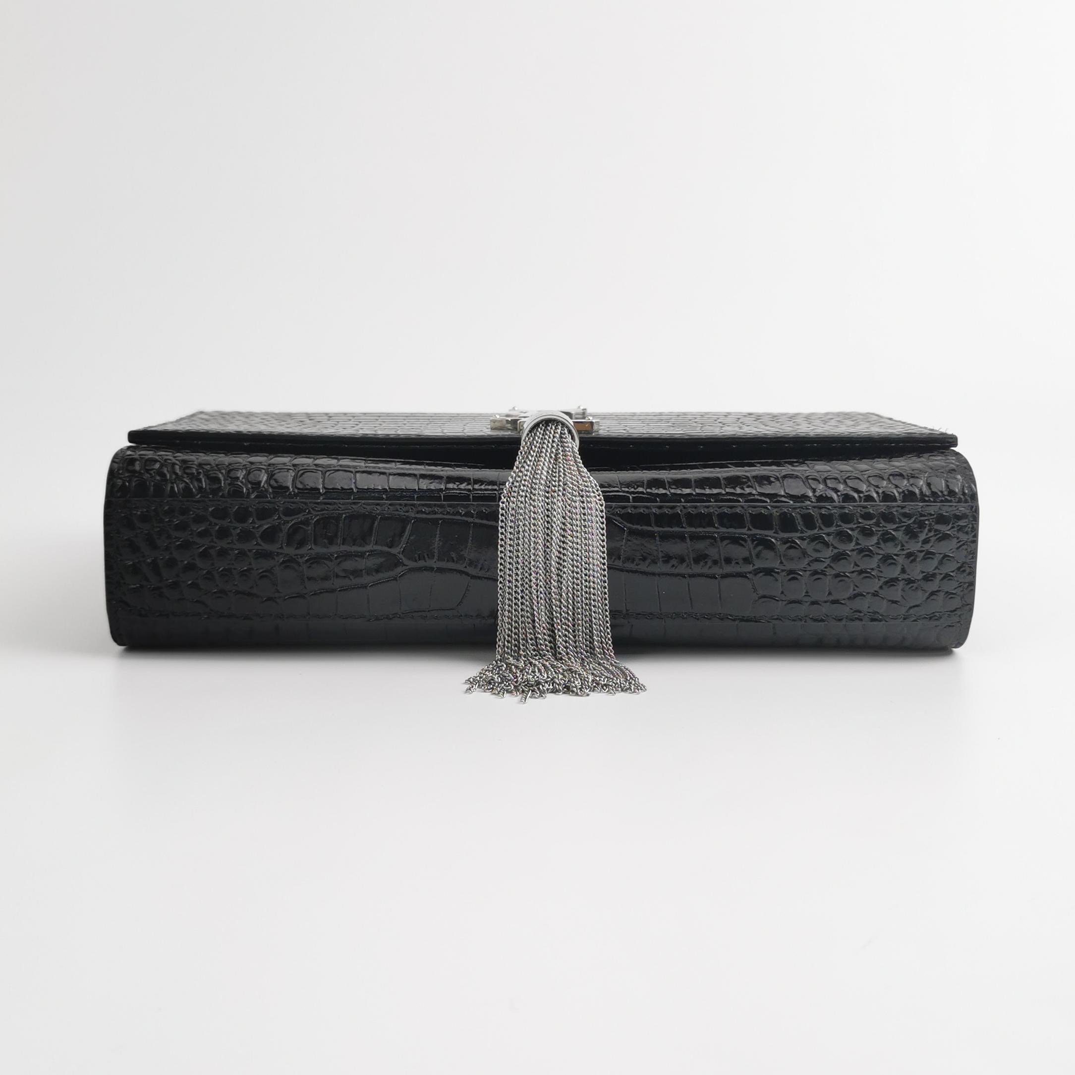 Saint Laurent(YSL) Classic Monogram Tassel Crossbody Bag Crocodile Embossed Leather Medium