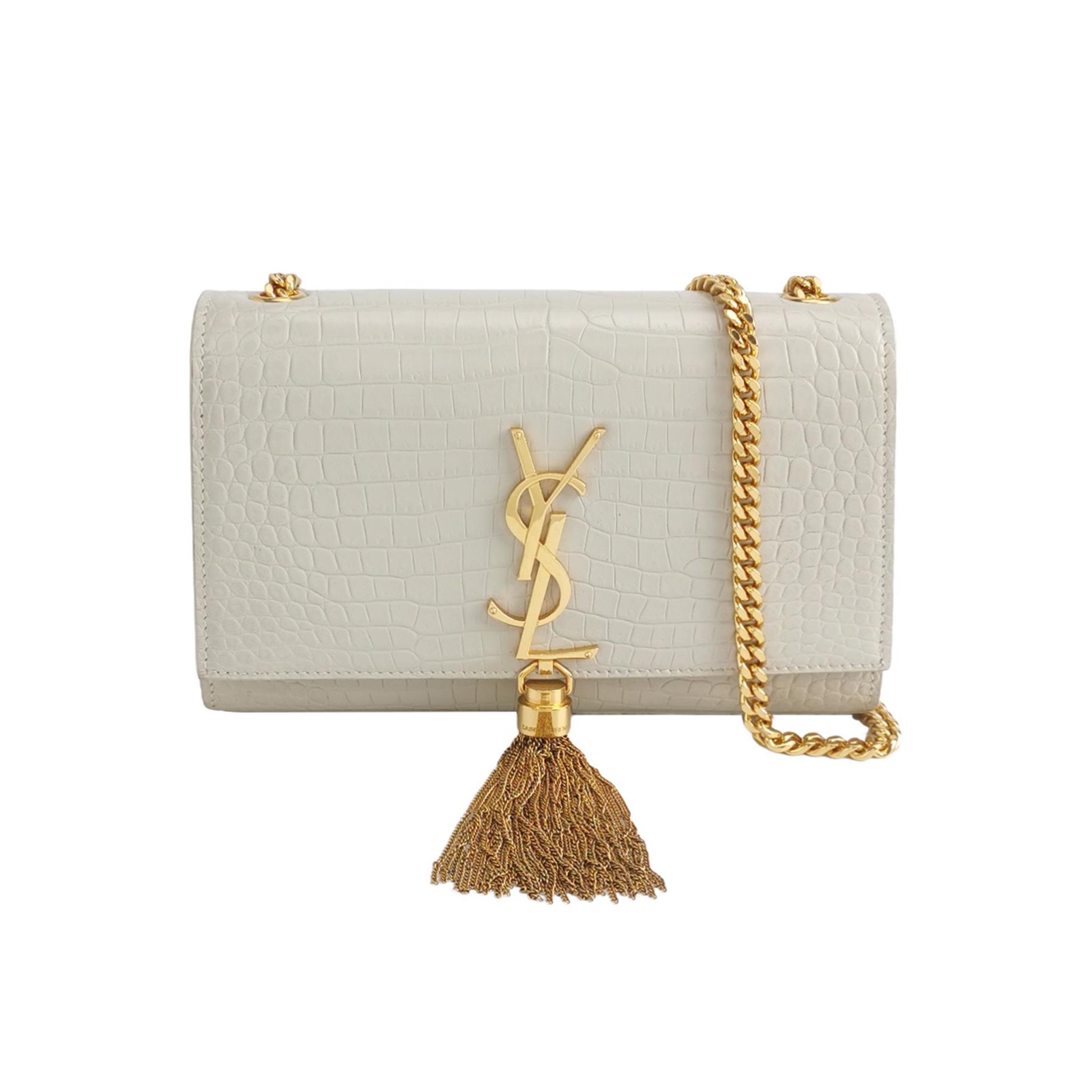 Saint Laurent(YSL) Classic Monogram Tassel Crossbody Bag Crocodile Embossed Leather Small — photo 1 of 15