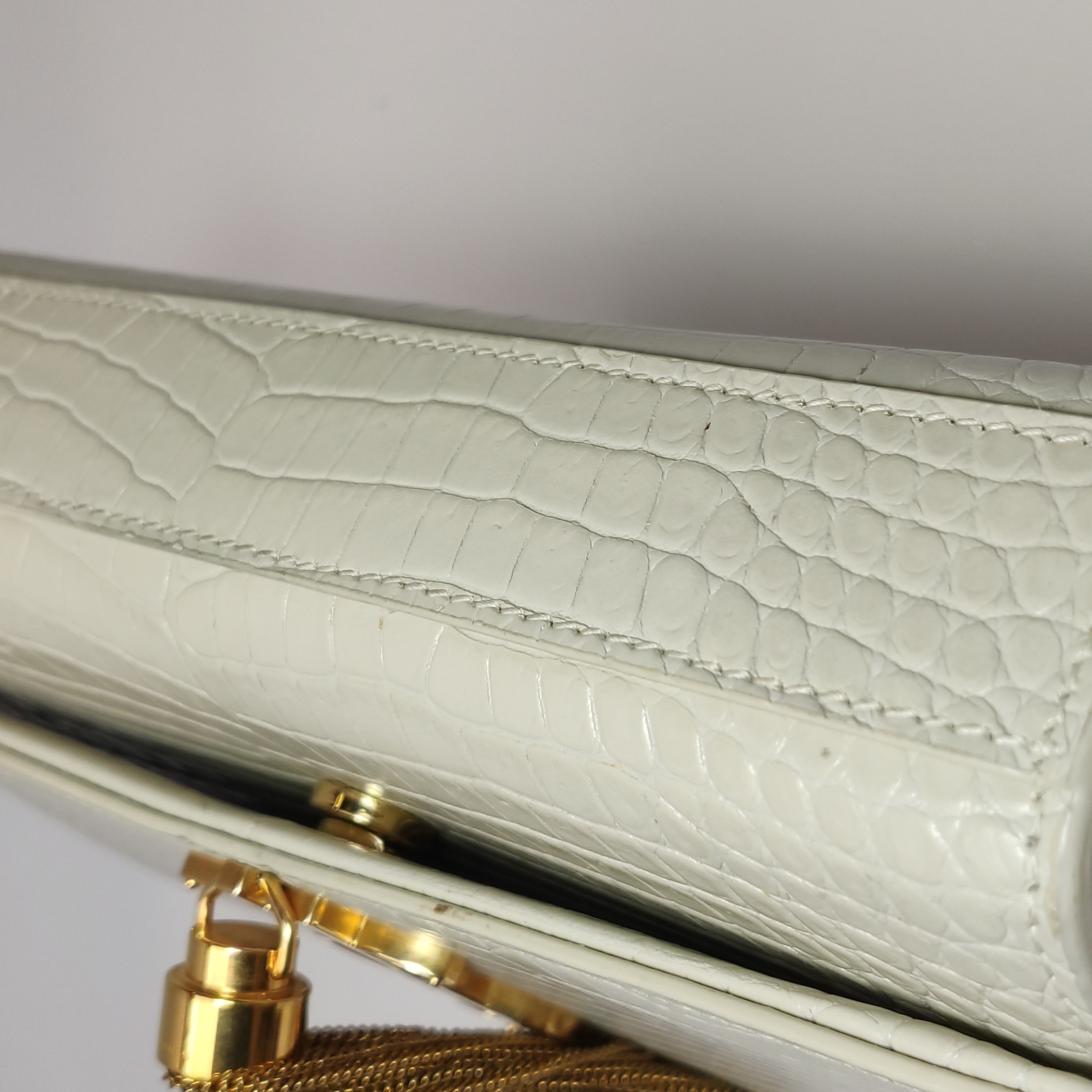 Saint Laurent(YSL) Classic Monogram Tassel Crossbody Bag Crocodile Embossed Leather Small — photo 8 of 15