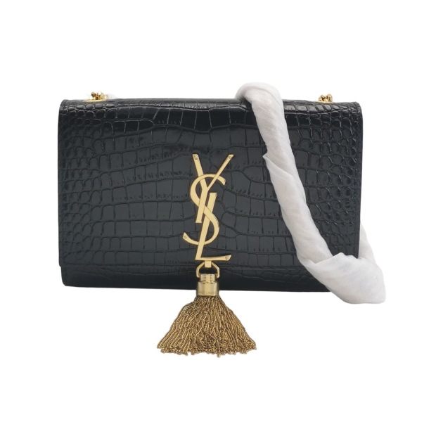 Saint Laurent(YSL) Classic Monogram Tassel Crossbody Bag Crocodile Embossed Leather Small — pre-owned, Vierlot