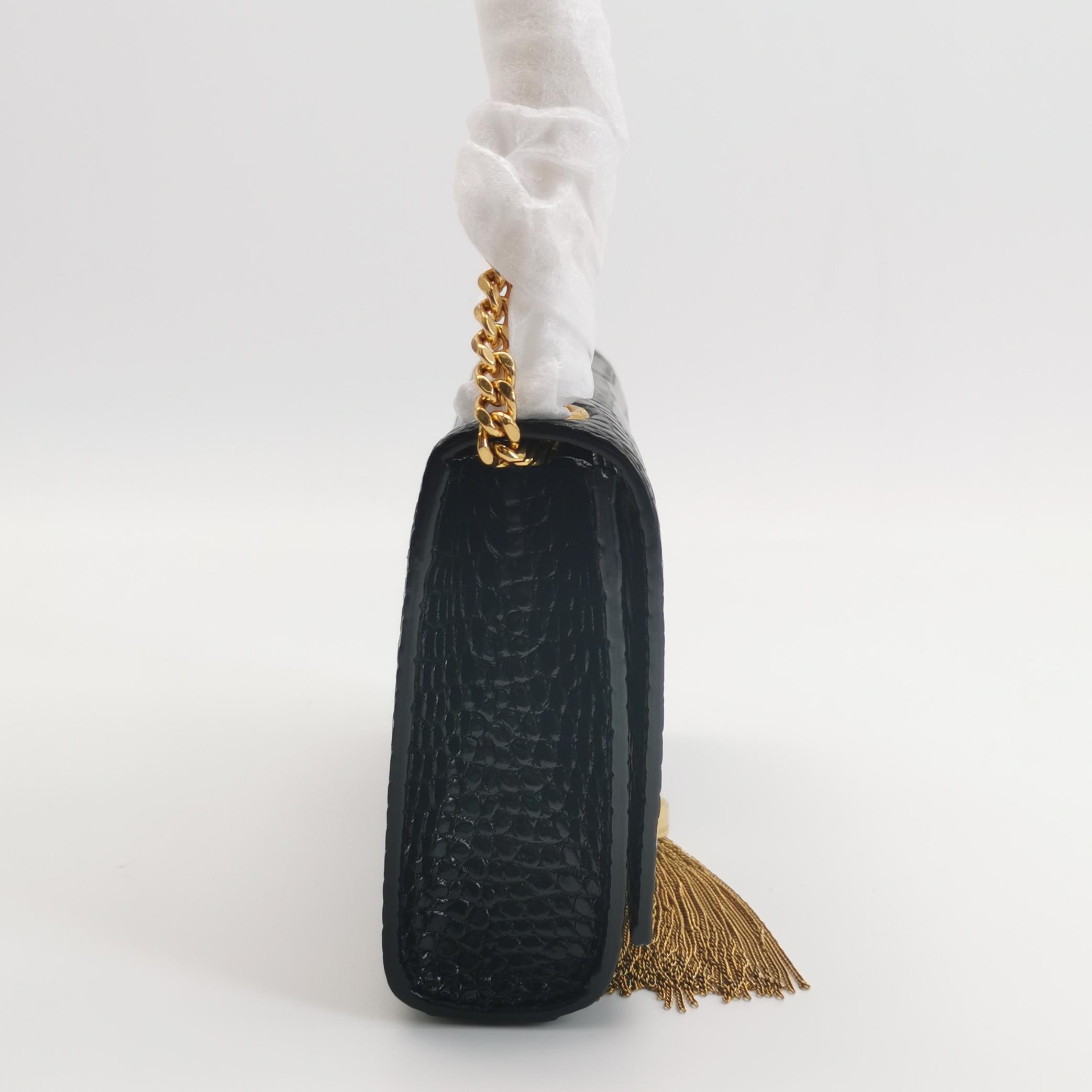 Saint Laurent(YSL) Classic Monogram Tassel Crossbody Bag Crocodile Embossed Leather Small — photo 3 of 13