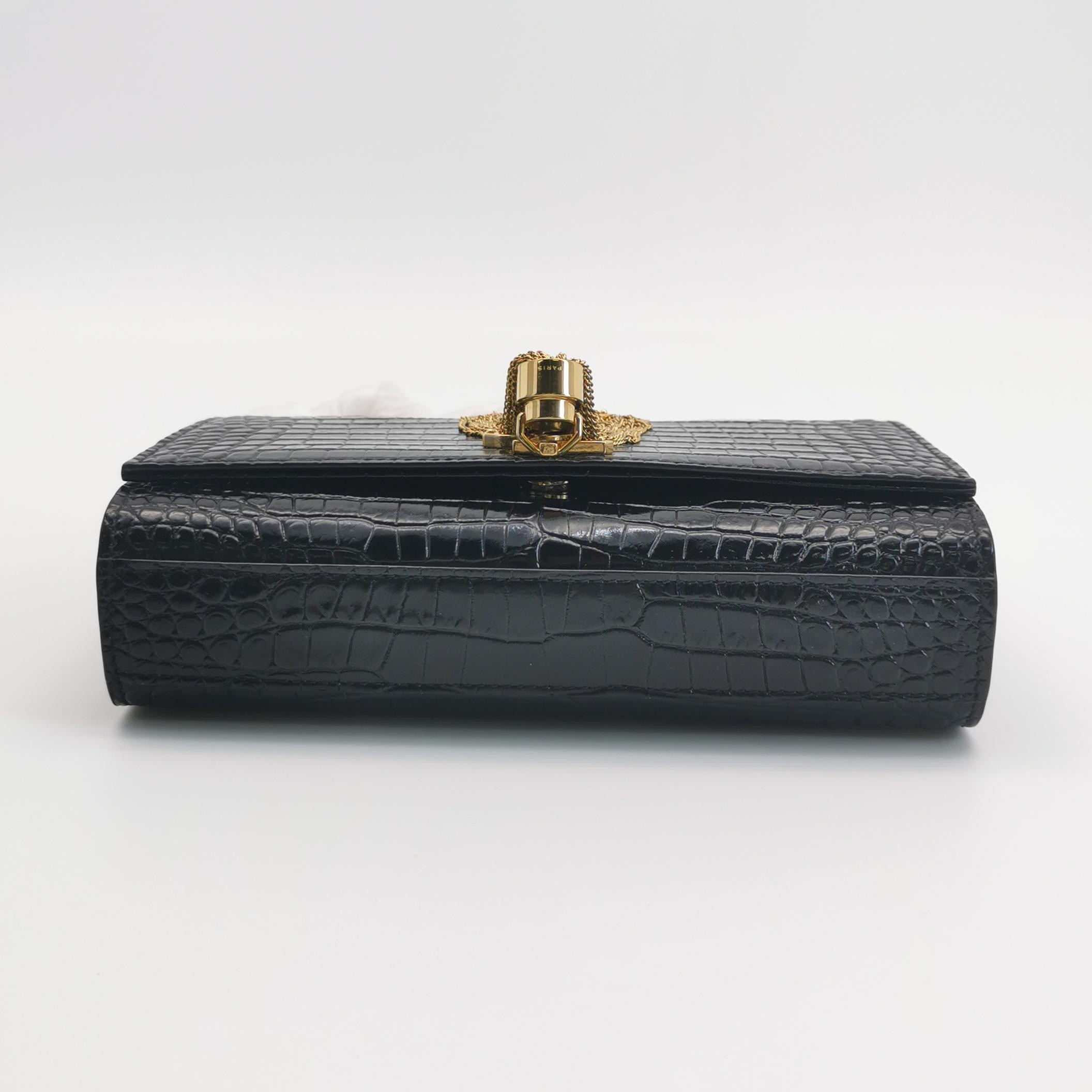 Saint Laurent(YSL) Classic Monogram Tassel Crossbody Bag Crocodile Embossed Leather Small — photo 6 of 13