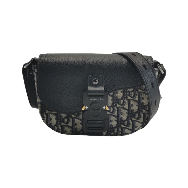Christian Dior Saddle Buckle Flap Messenger Bag Oblique Canvas and Leather Mini — pre-owned, Vierlot