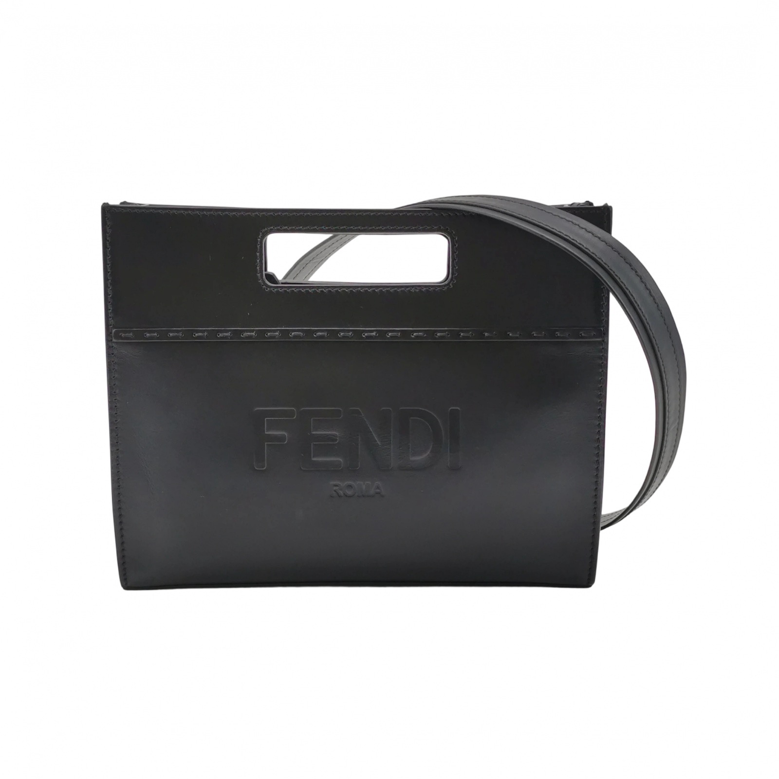 Fendi Logo Cut-Out Handle Shopper Tote Embossed Leather Mini — photo 1 of 25