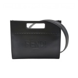 Fendi Logo Cut-Out Handle Shopper Tote Embossed Leather Mini — thumbnail 1