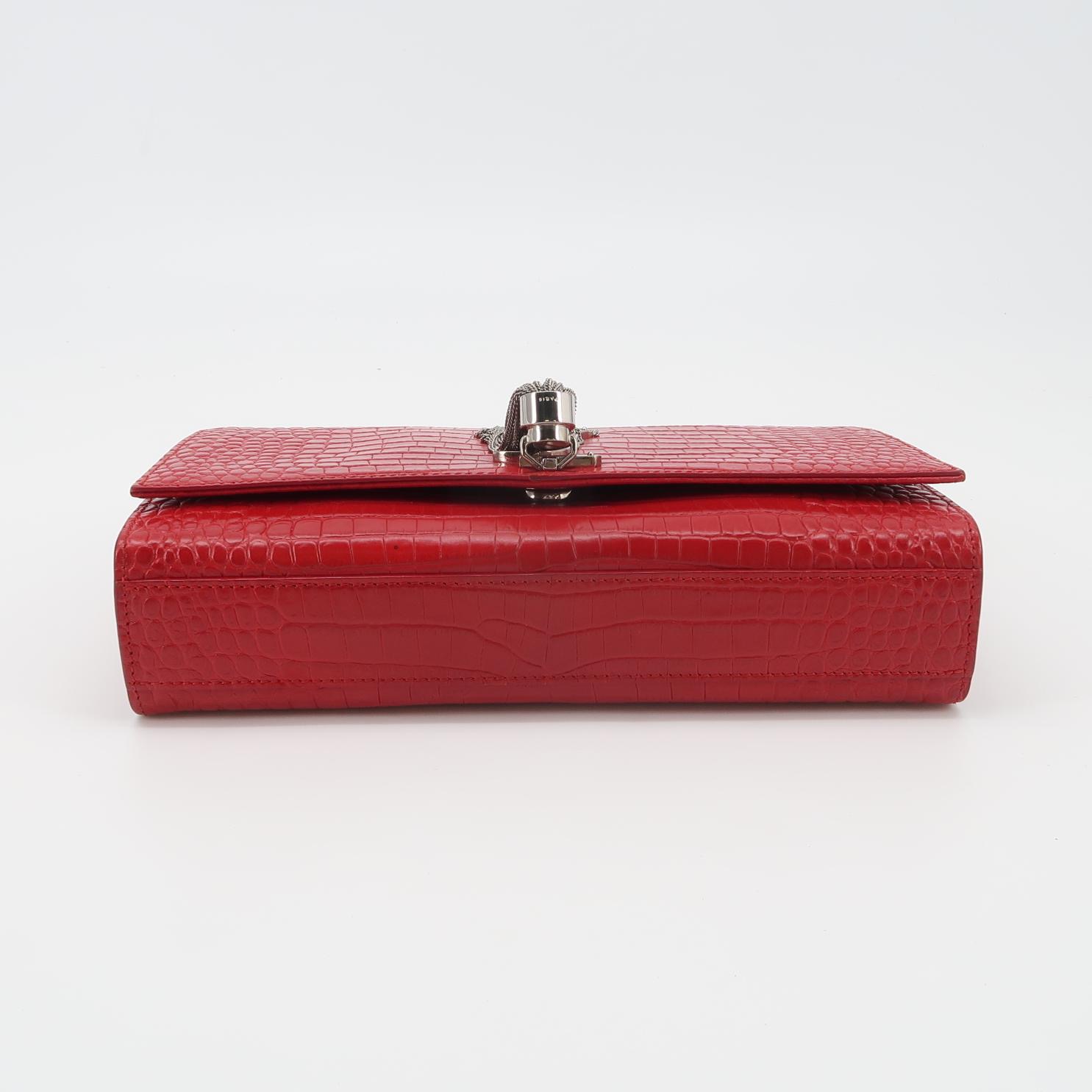 Saint Laurent(YSL) Classic Monogram Tassel Crossbody Bag Crocodile Embossed Leather Medium