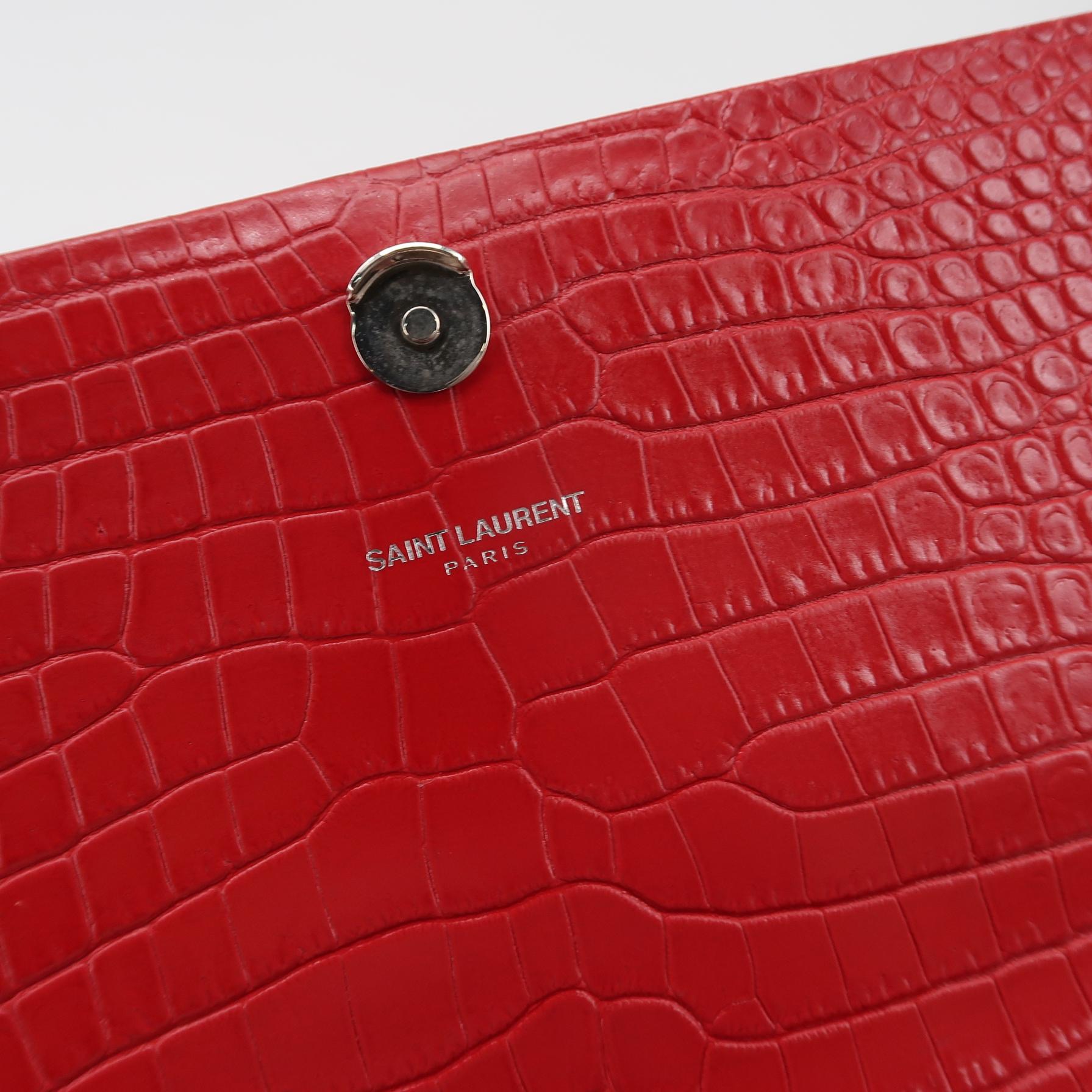 Saint Laurent(YSL) Classic Monogram Tassel Crossbody Bag Crocodile Embossed Leather Medium