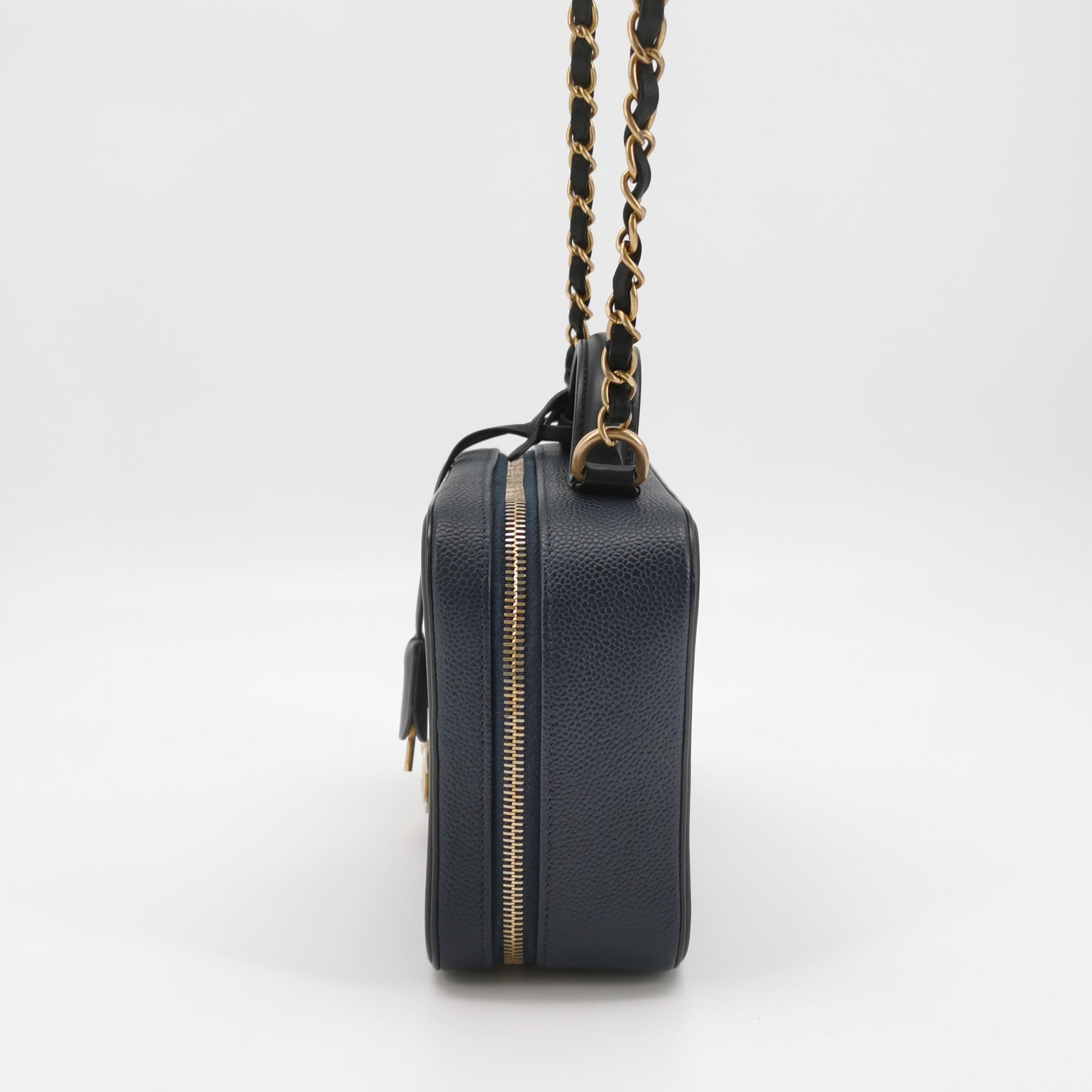 Chanel Filigree Vanity Case Quilted Caviar Medium