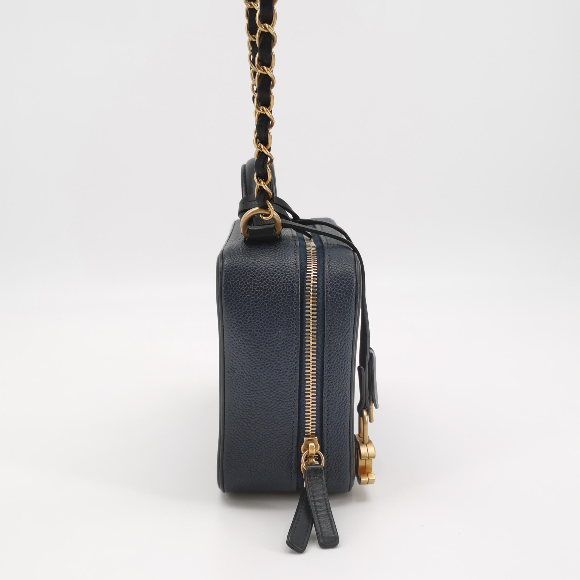Chanel Filigree Vanity Case Quilted Caviar Medium