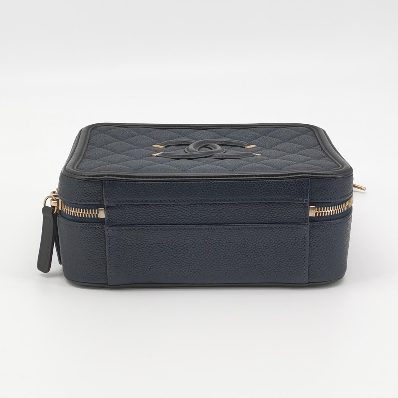 Chanel Filigree Vanity Case Quilted Caviar Medium