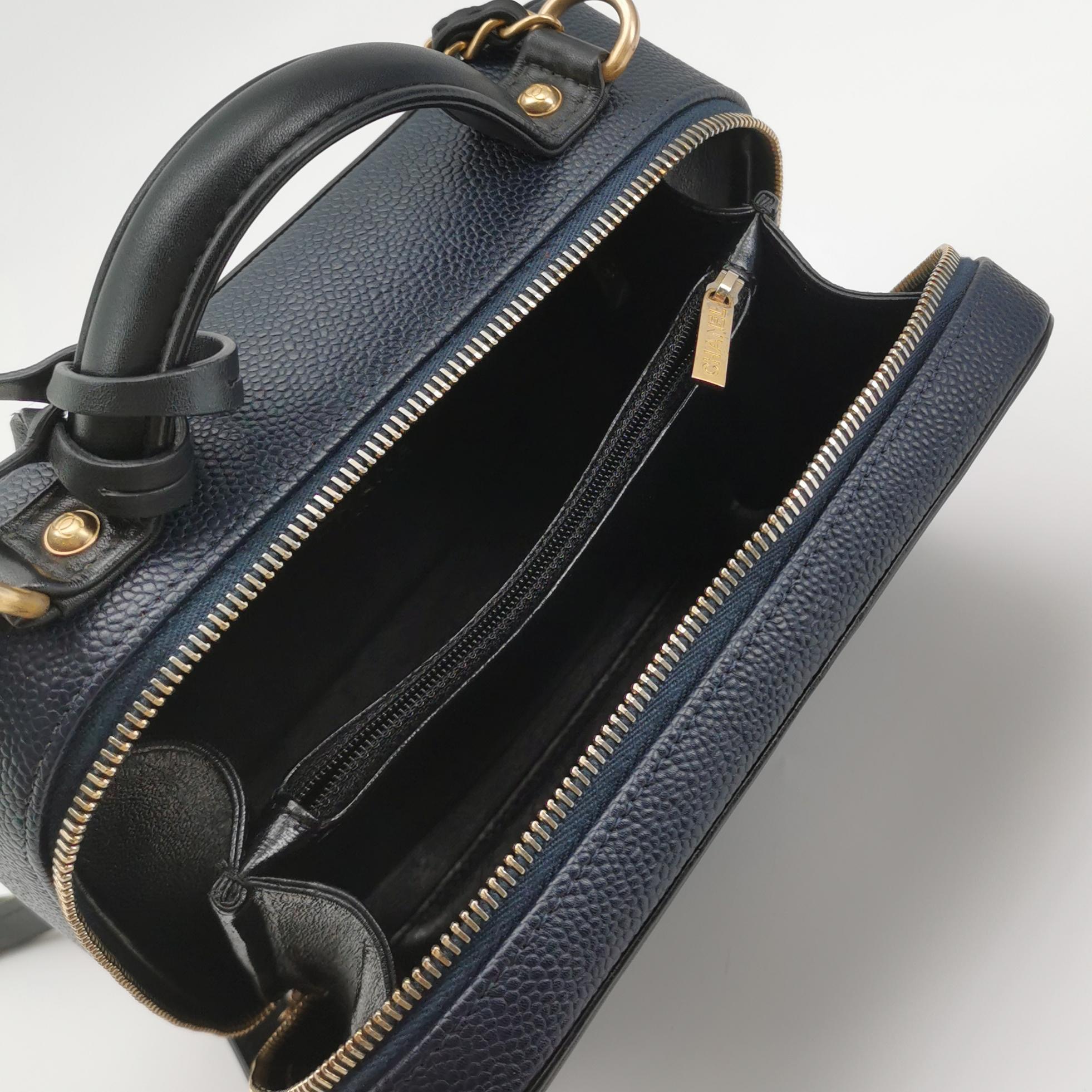 Chanel Filigree Vanity Case Quilted Caviar Medium