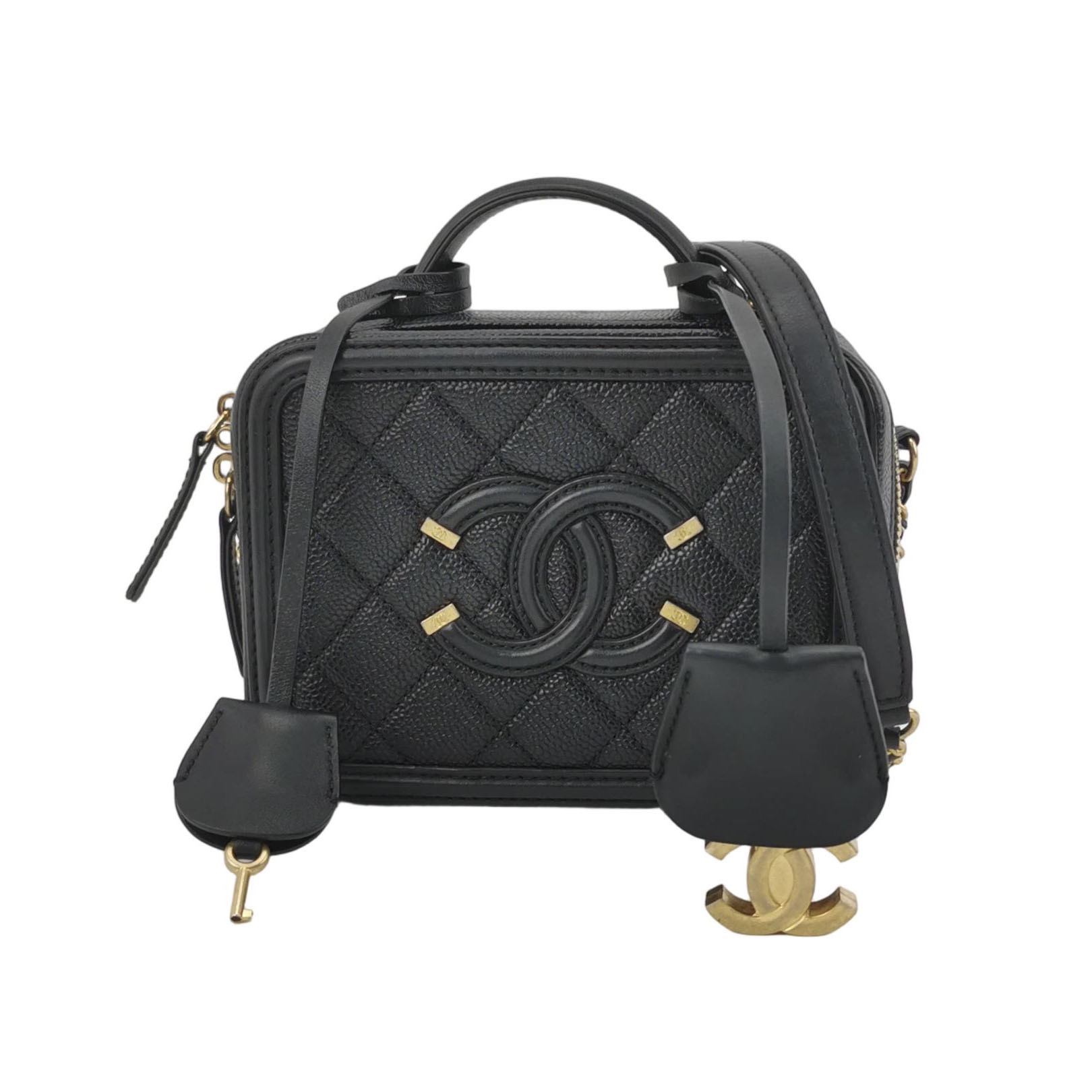 Chanel Filigree Vanity Case Quilted Caviar Small — photo 1 of 13
