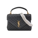Saint Laurent(YSL) Classic Monogram College Bag Matelasse Chevron Leather Medium — thumbnail 1