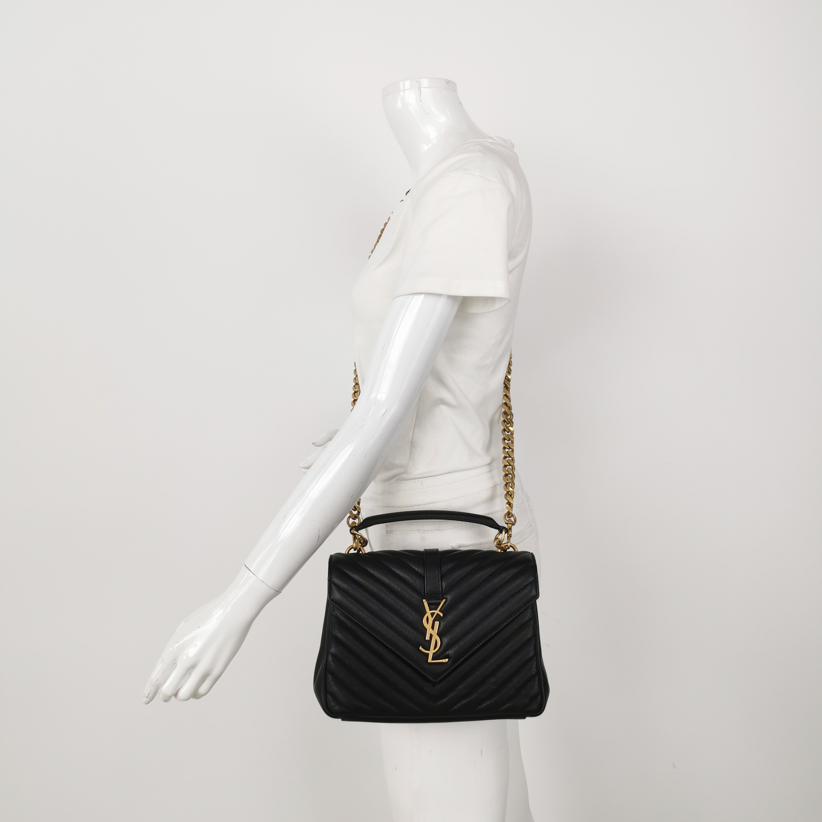 Saint Laurent(YSL) Classic Monogram College Bag Matelasse Chevron Leather Medium — alternate view
