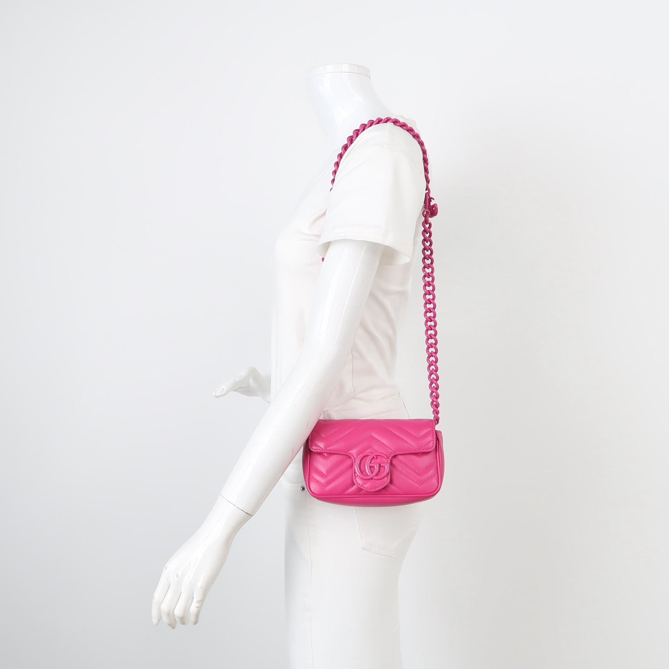 Gucci GG Marmont Flap Bag Matelasse Leather Super Rose Pink  Mini — alternate view