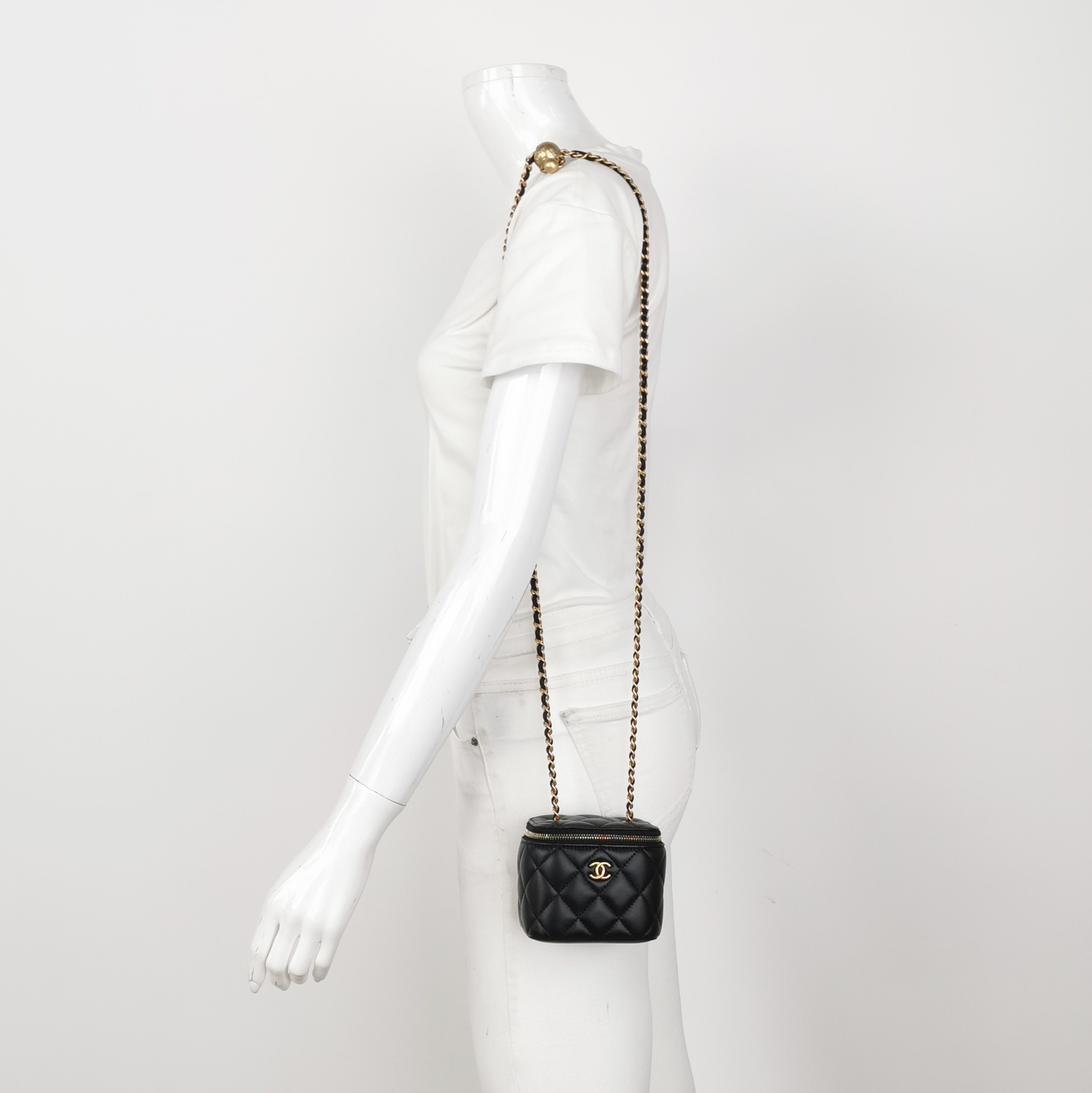 Chanel Pearl Crush Vanity Case with Chain Quilted Lambskin Mini — alternate view