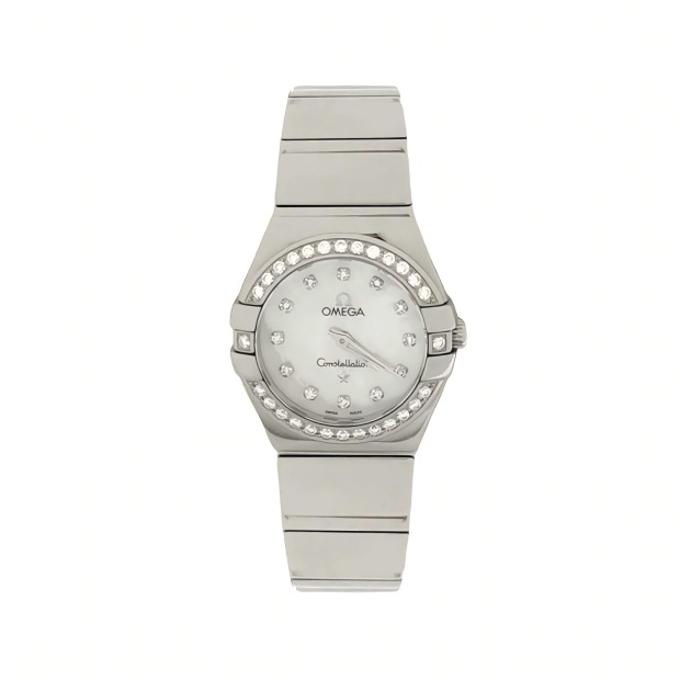 Omega Constellation Quartz Watch Stainless Steel with Diamond Bezel and Markers and Mother of Pearl 24 — pre-owned, Vierlot
